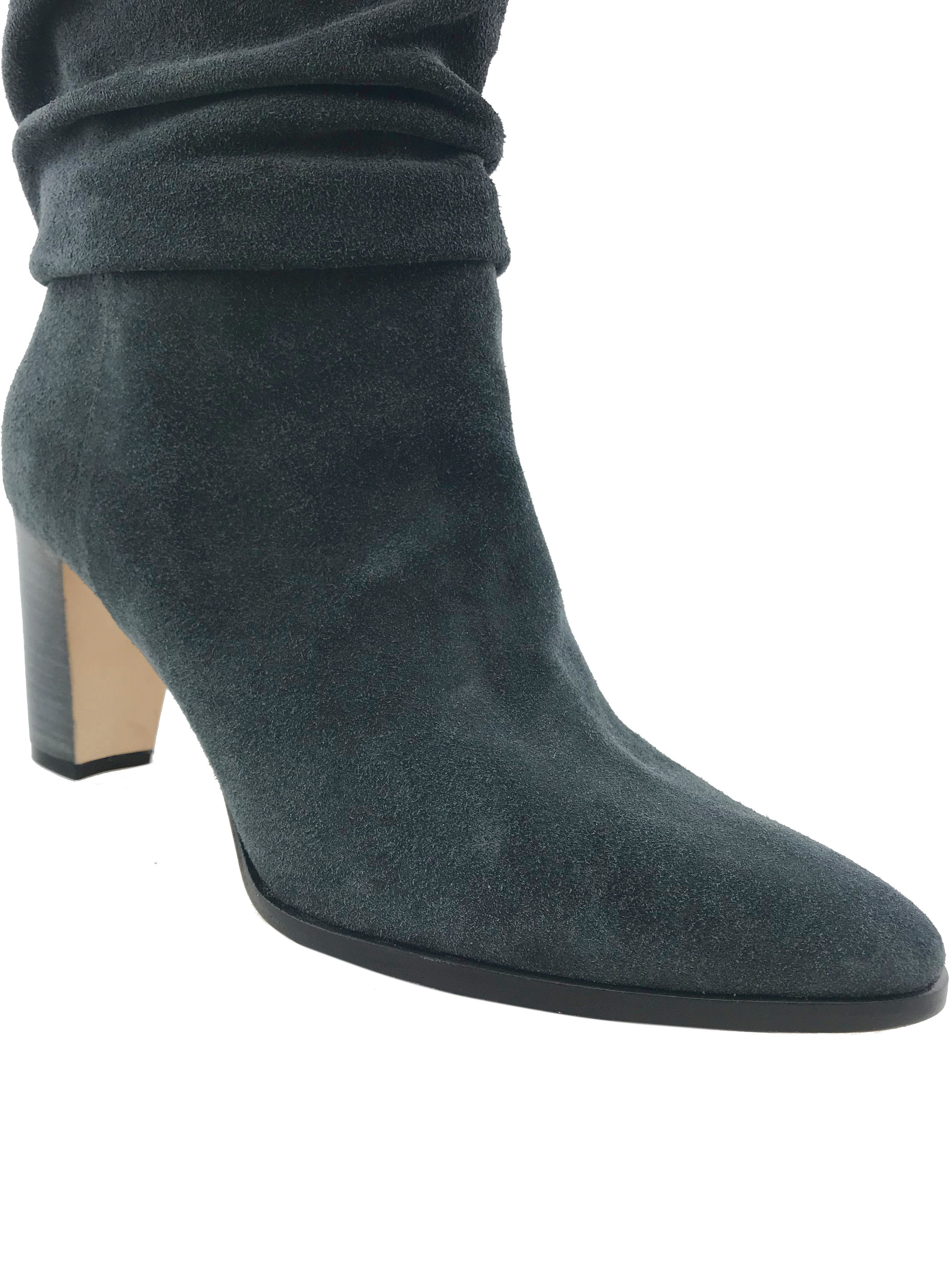 Manolo Blahnik Knight Ruched Suede Boots Women Size 9.5 - Luxury Ankle Boots for Fall Winter Fashion, Perfect for Office, Party & Night Out