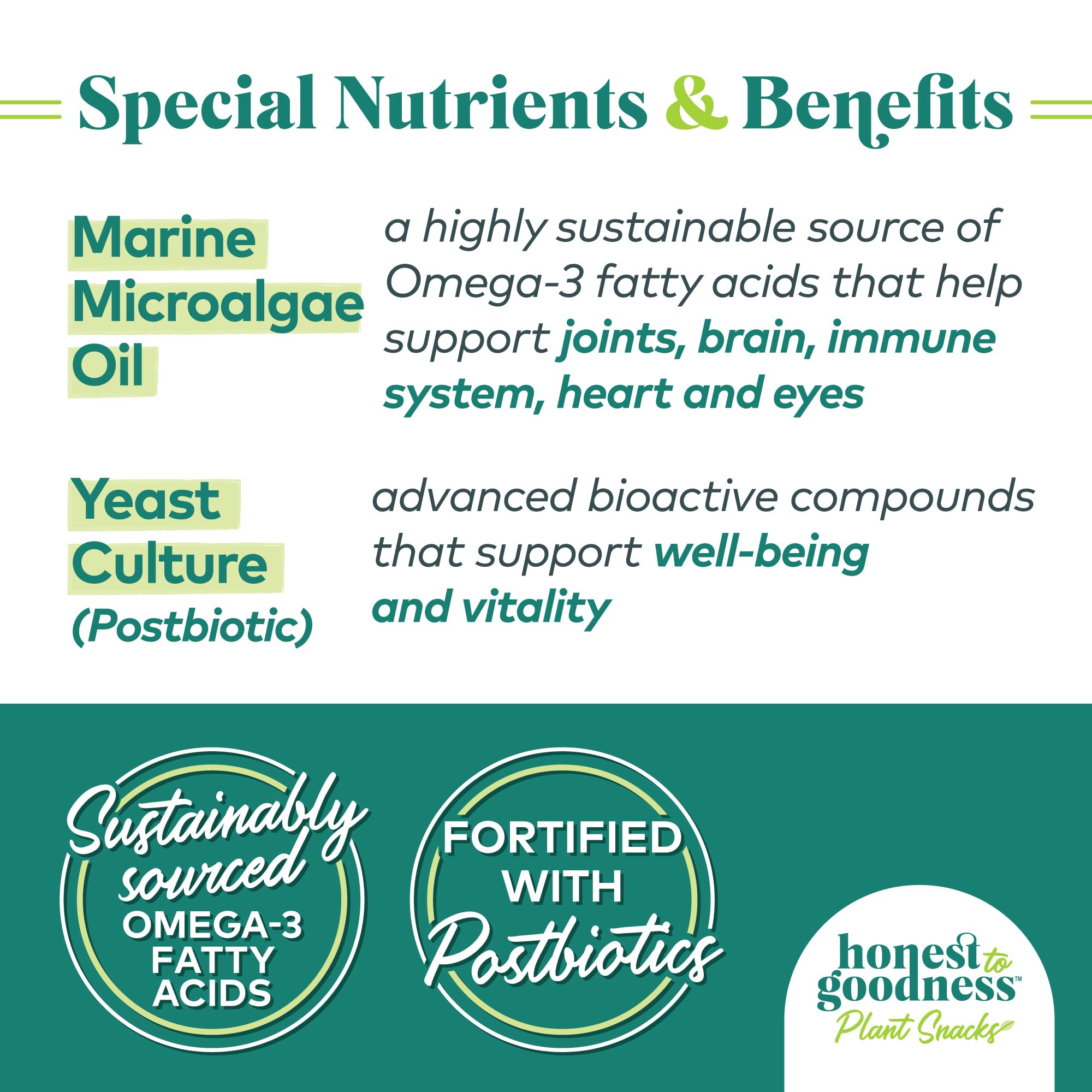 Honest to Goodness Plant-Based Dog Treats with Omega 3 & Postbiotics - 8oz Variety Pack (4 Bags) | Healthy Vegan Snacks for Training, Rewards & Digestive Health