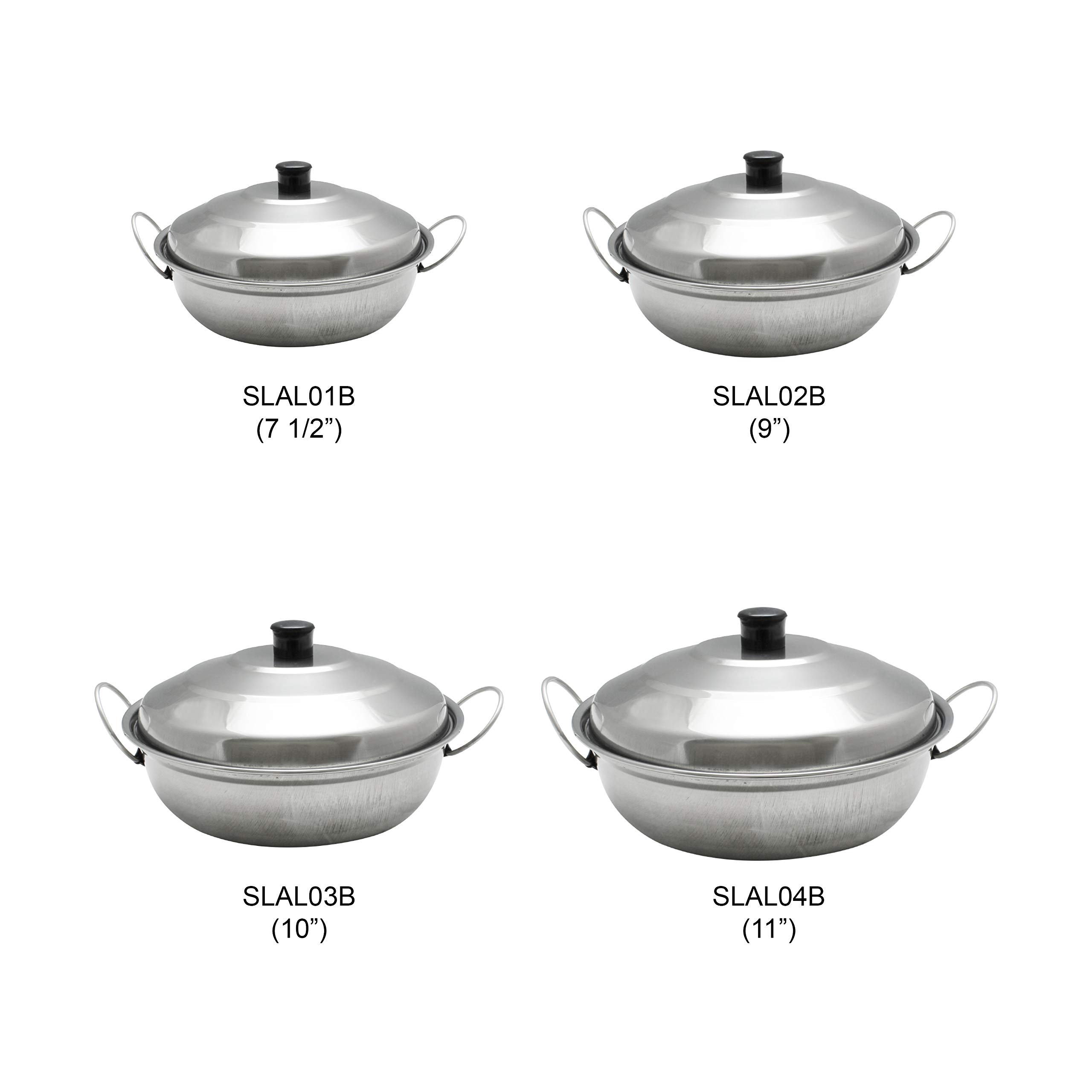 Thunder Group 7.5-Inch Stainless Steel Chafer Body with Plastic Knob Handle Wok - Perfect for Buffets, Catering & Asian Cooking