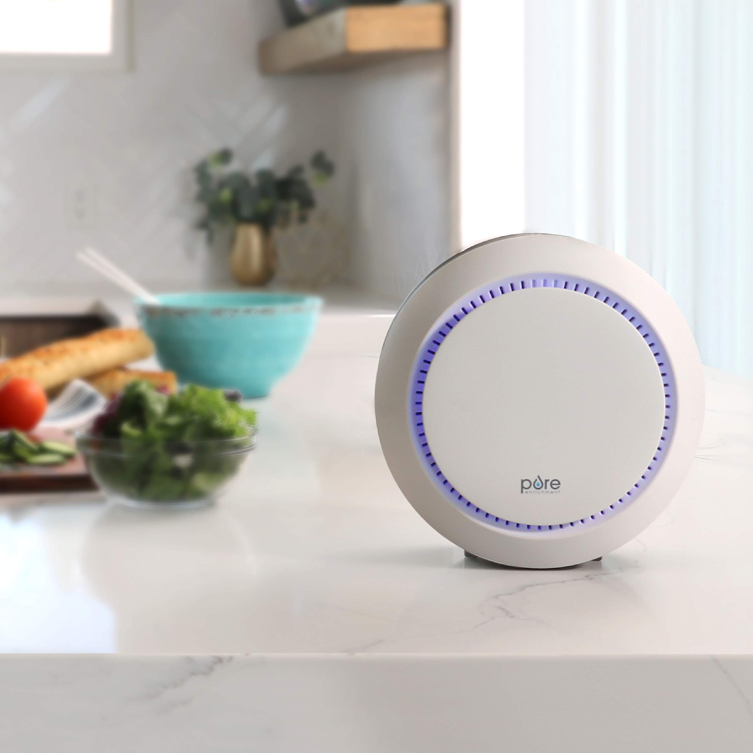 Pure Enrichment PureZone Halo Medium Room Air Purifier with 2-Stage Filtration - Removes Smoke, Pollen, Dust & Pet Dander - Compact White Air Cleaner for Bedroom, Office & Living Room - Perfect for Allergy Sufferers & Pet Owners