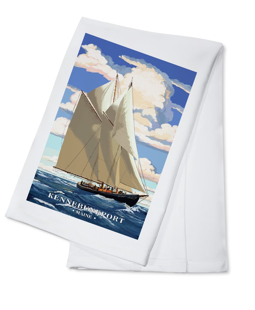 Kennebunkport Maine Bluenose II 100% Cotton Tea Towel - Decorative Hand Towel for Kitchen & Home - Perfect for Dish Drying, Decor, and Gifts