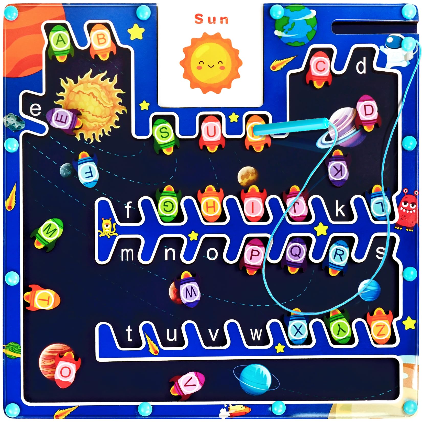 Magnetic Alphabet Maze Board Letter Puzzle Toy for Kids Ages 3+ | Montessori Fine Motor Skills Learning Toy | Sensory Educational Game for Toddlers Boys & Girls | Perfect for Preschool Classroom & Homeschooling Activities - Model CXMG-TK-001