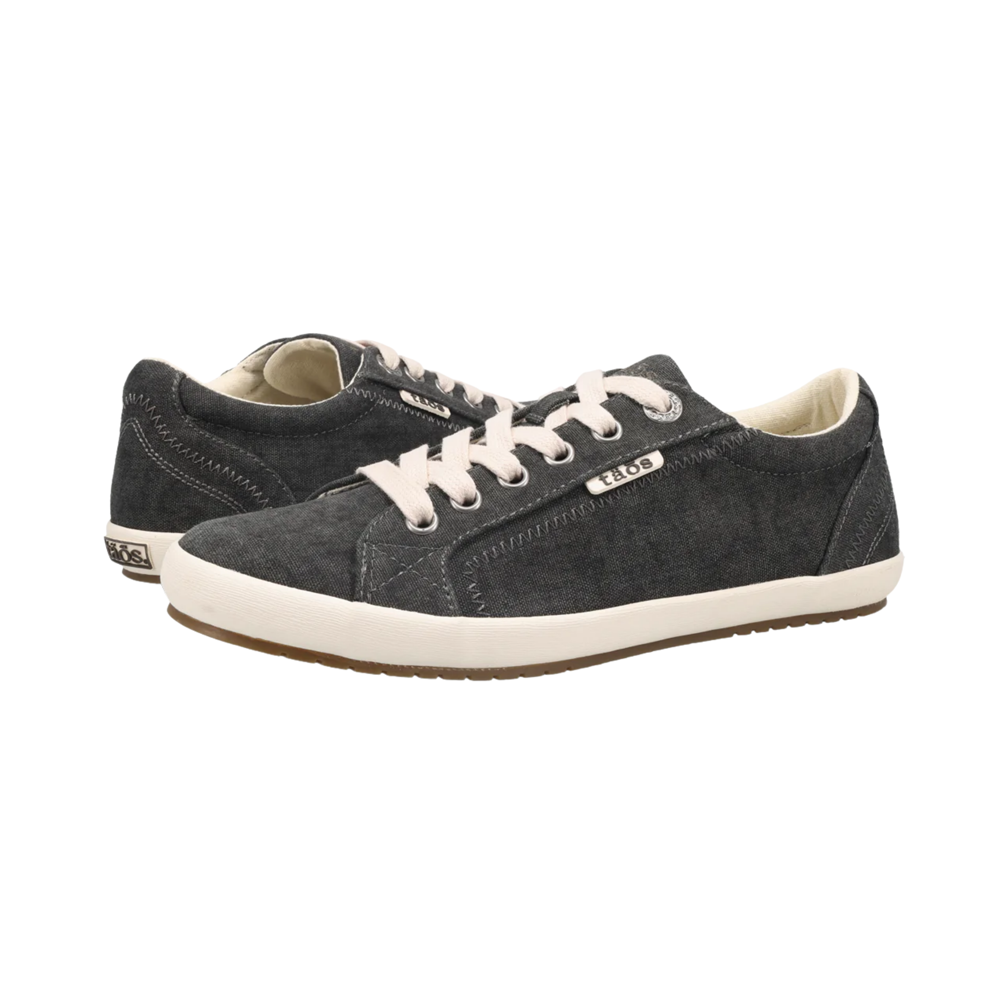 Women's Wide Width Star Charcoal Washed Canvas Shoes - Comfortable Casual Sneakers for Walking, Travel & Everyday Wear