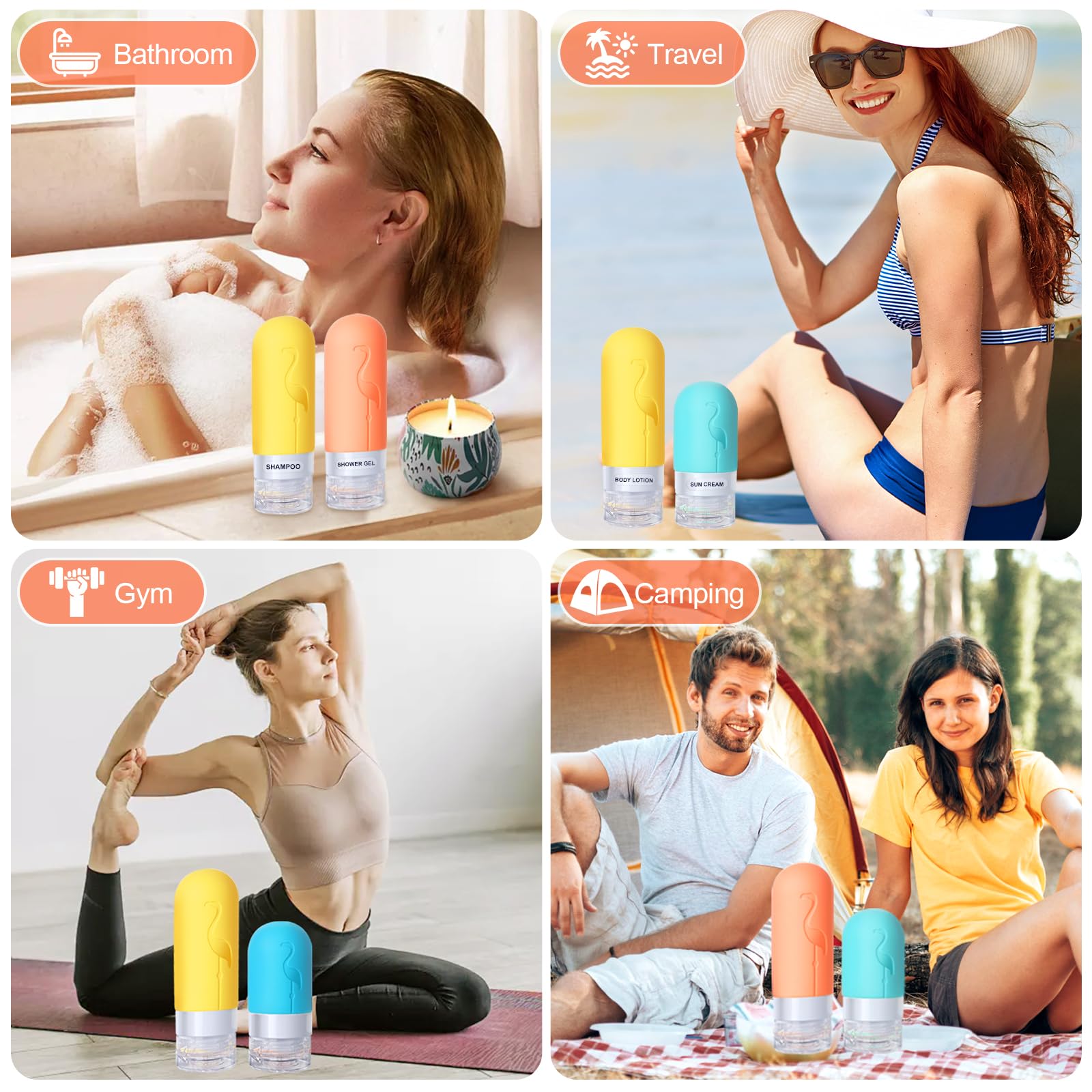20 Pack TSA Approved Silicone Travel Bottles for Toiletries - Leak Proof Refillable Shampoo & Conditioner Containers with Clear Toiletry Bag - Perfect for Air Travel, Camping & Gym Essentials
