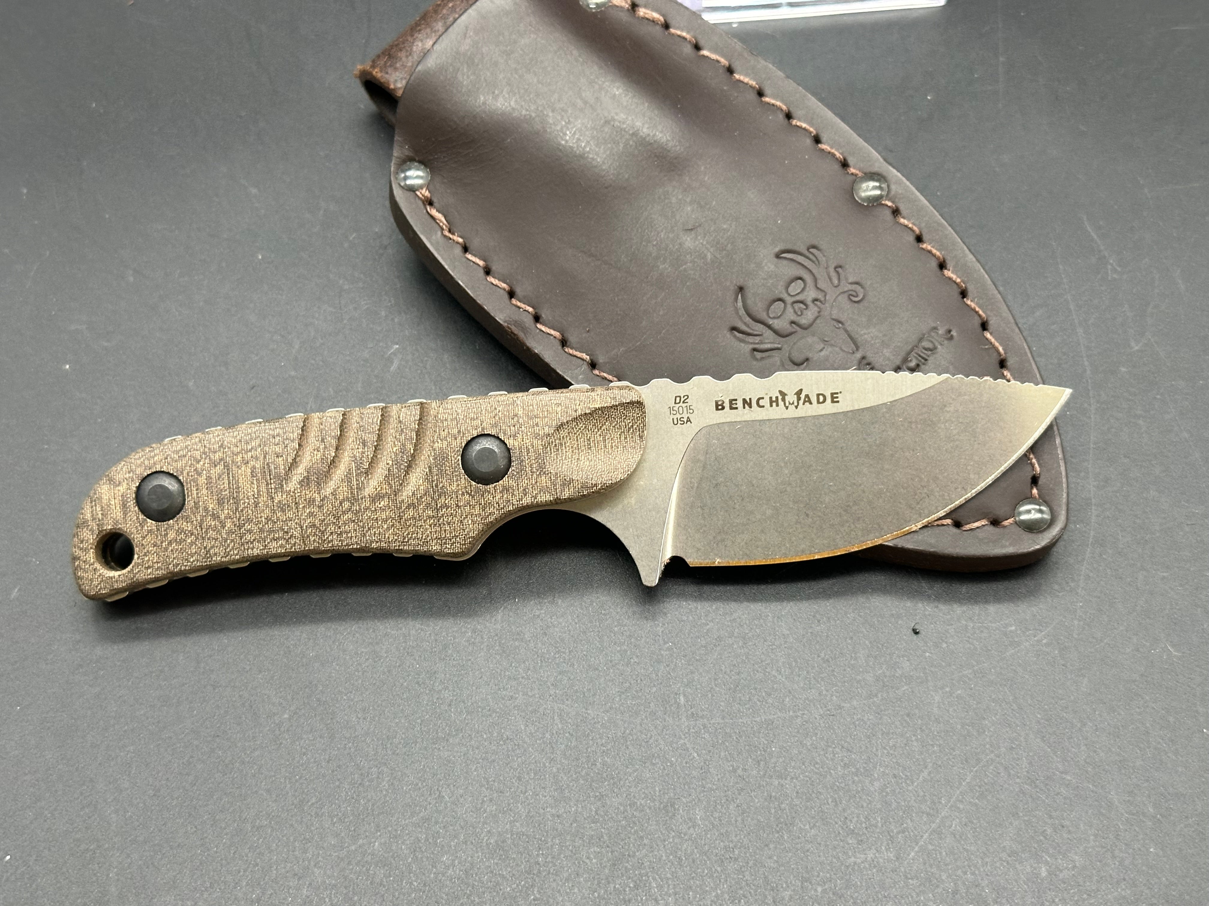 Benchmade Bone Collector Skinner Knife - Premium Micarta Handle Onlays for Hunting, Camping & Outdoor Survival | Durable Fixed Blade Knife for Skinning, Bushcraft & Tactical Use