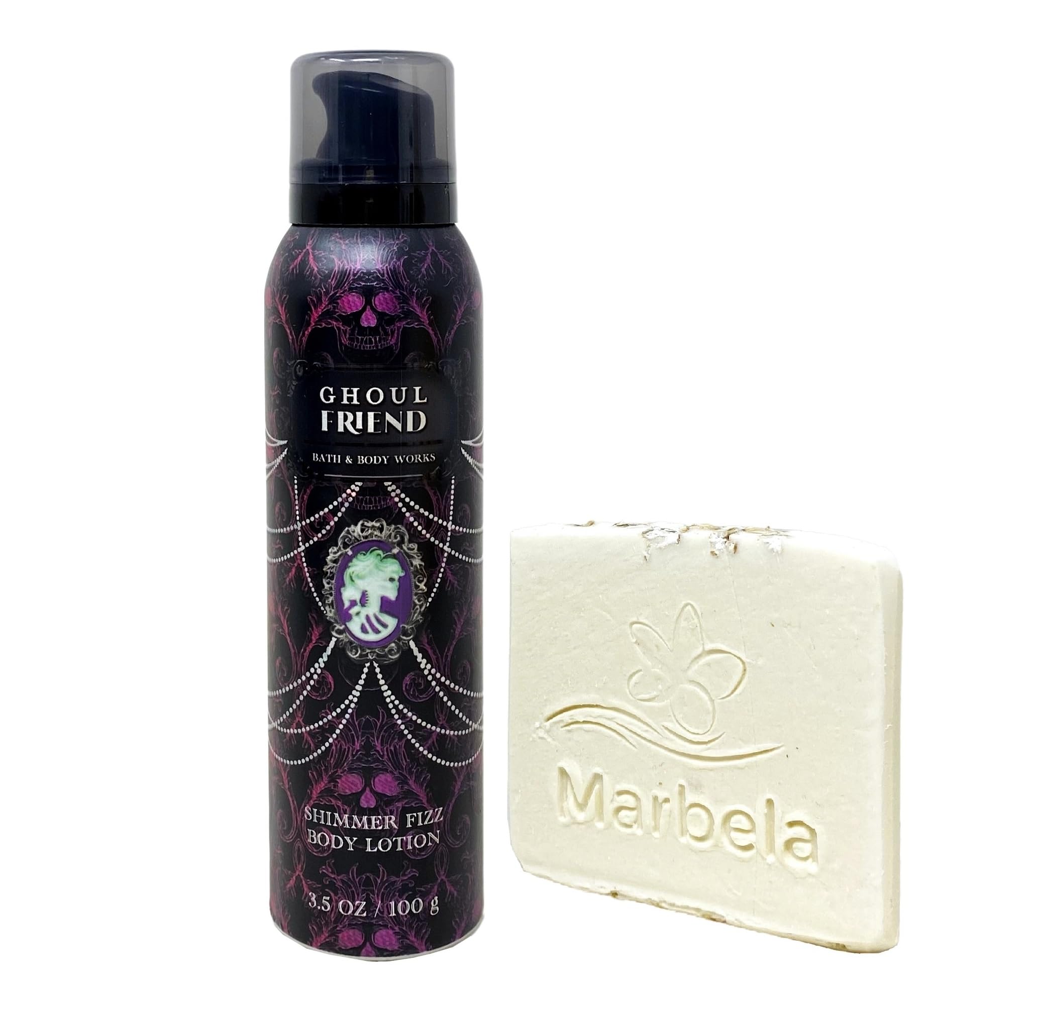 Bath & Body Works Ghoul Friend Shimmer Fizz Moisturizing Body Lotion with Natural Oats Sample Soap | Halloween Gift Set for Women, Hydrating & Sparkling Skin Care | Perfect for Party, Spa Night & Self-Care Routine