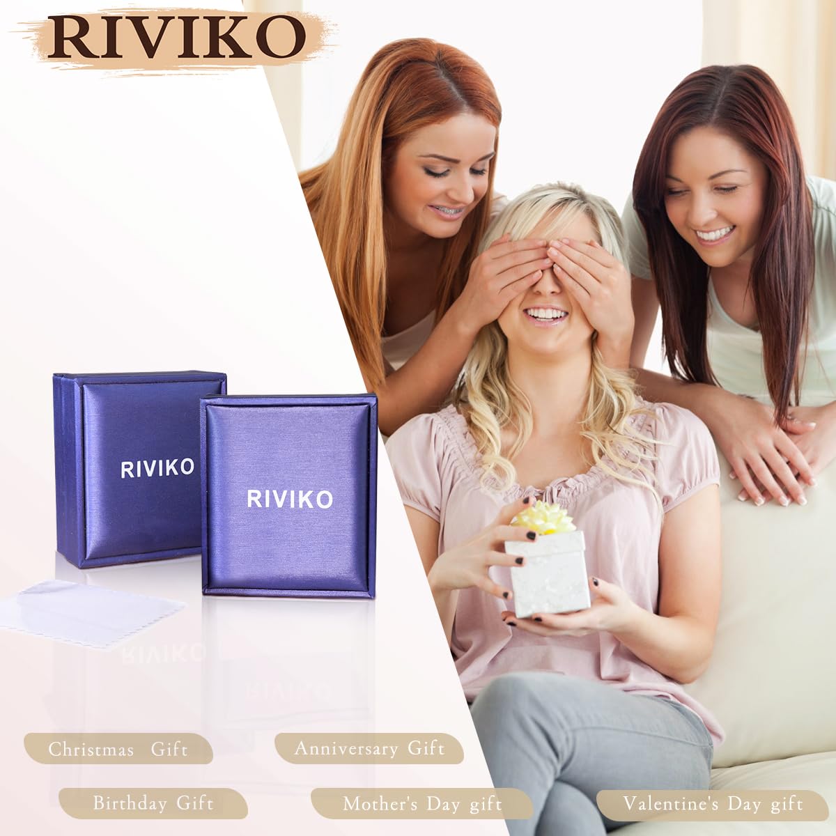 RIVIKO 925 Sterling Silver Gold Plated Birthstone Bracelet for Women - Adjustable Dainty Charm Link Bracelet Jewelry for Anniversary, Valentine's Day, Christmas & Birthday Gifts for Her, Mom, Wife, Friend | Perfect for Everyday Wear, Special Occasions & Thoughtful Gifting