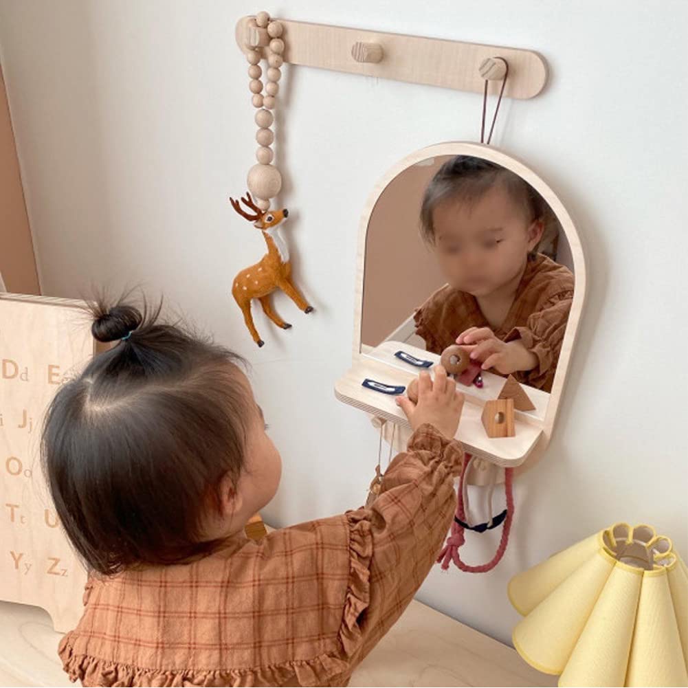 Modern Framed Bathroom Vanity Mirror with Shelf & 2 Hooks - 18.12 Inch Wall Mount Makeup Mirror for Bathroom, Bedroom, Living Room & Entryway - Perfect for Grooming, Decor & Small Space Organization