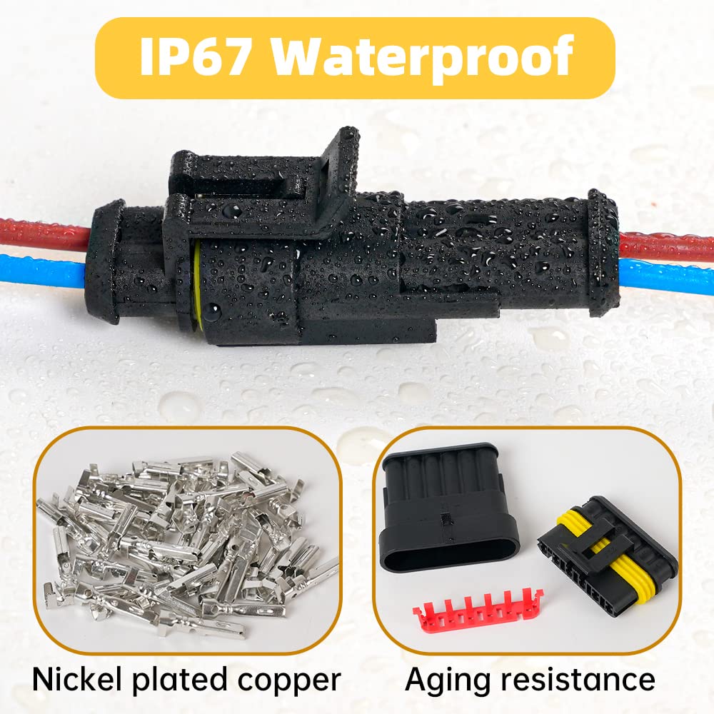 709Pcs 43 Kits Waterproof Automotive Wire Connectors with Ratcheting Crimper - 1/2/3/4/5/6 Pin Electrical Connector Kit for Car, Truck, Motorcycle & Marine Wiring Repairs | DIY Electrical Projects & Professional Auto Maintenance