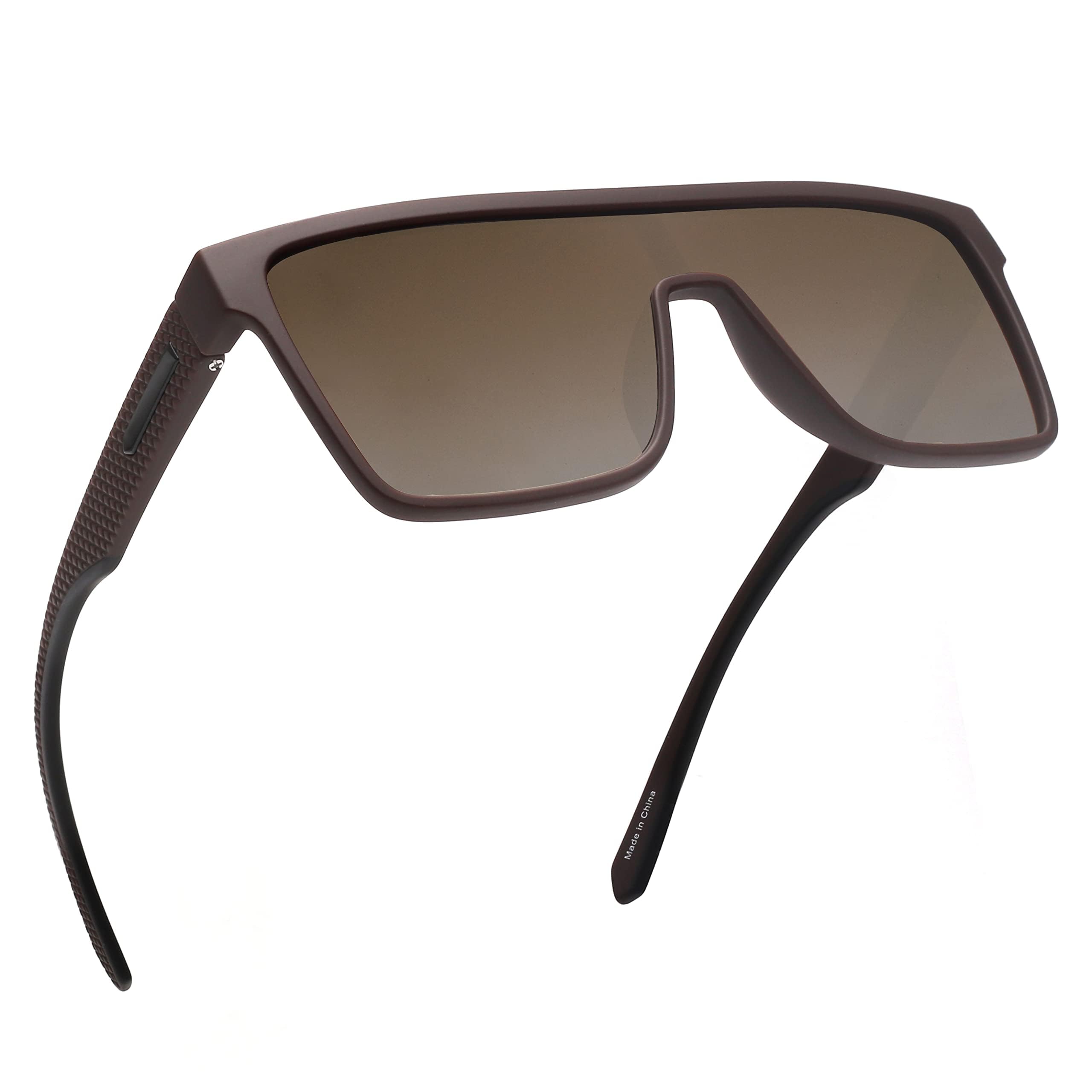 GLINDAR Polarized Square Sunglasses for Women & Men - Oversized Flat Top Shield Sports Glasses for Running, Cycling, Driving & Outdoor Activities