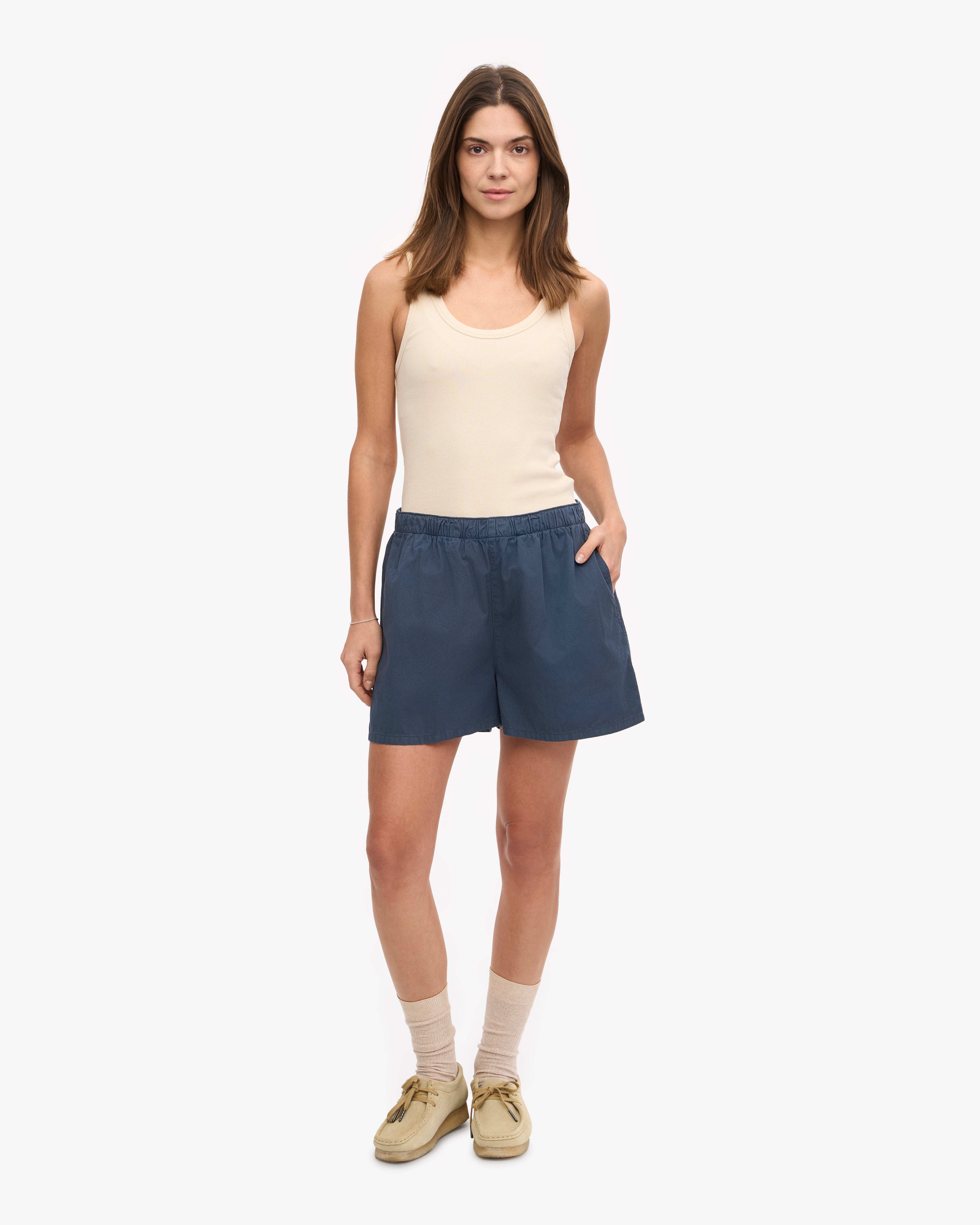 Organic Cotton Women's Twill Shorts - Petrol Blue | Comfortable Casual Wear for Summer, Travel & Outdoor Activities
