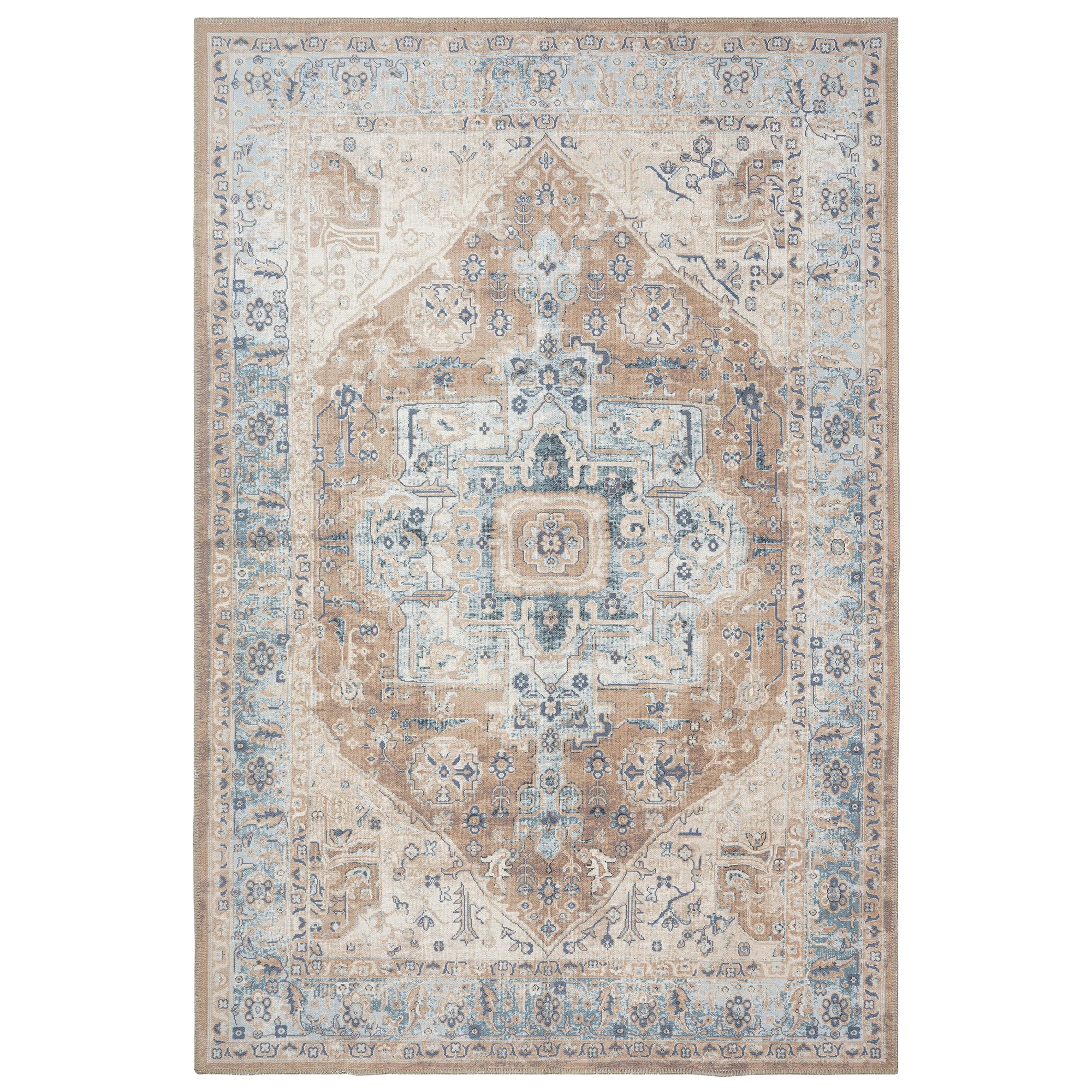 GLN Rugs Vintage Collection - Machine Washable Non-Slip Low Pile Area Rug for Living Room, Bedroom & Bathroom - Easy Clean 9'5