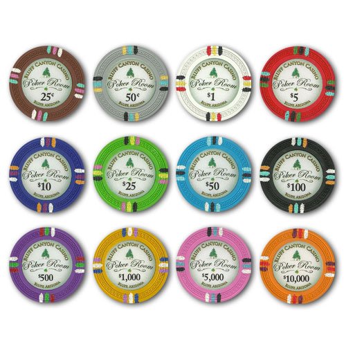 Premium 1000-Piece Deluxe Bluff Canyon 14g Clay Poker Chip Set with Aluminum Case - Includes Playing Cards, Dealer Buttons & Dice for Casino Nights, Home Games & Poker Tournaments
