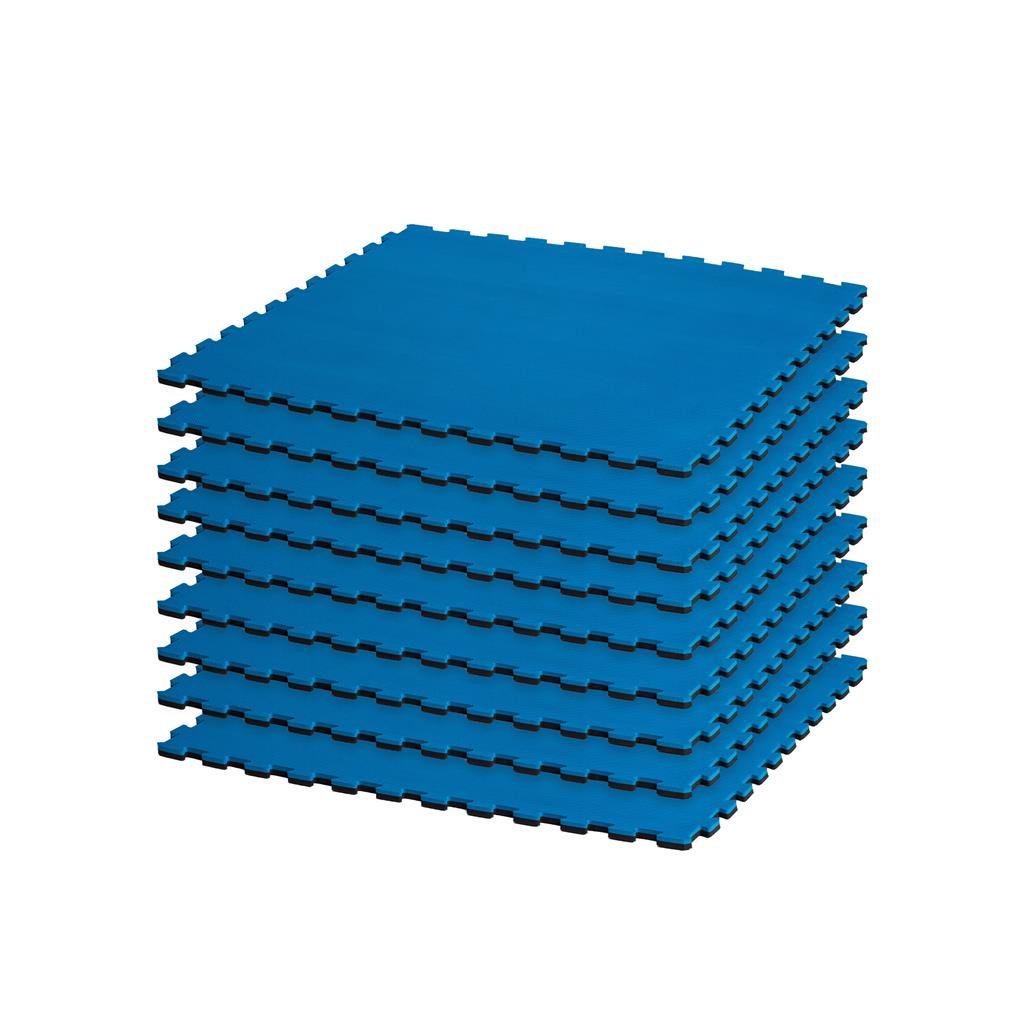 Reversible 2-Color 3/4 Inch Thick Puzzle Exercise Mat Kit - Blue & Black for Home Gym, Yoga, and Kids Play Area