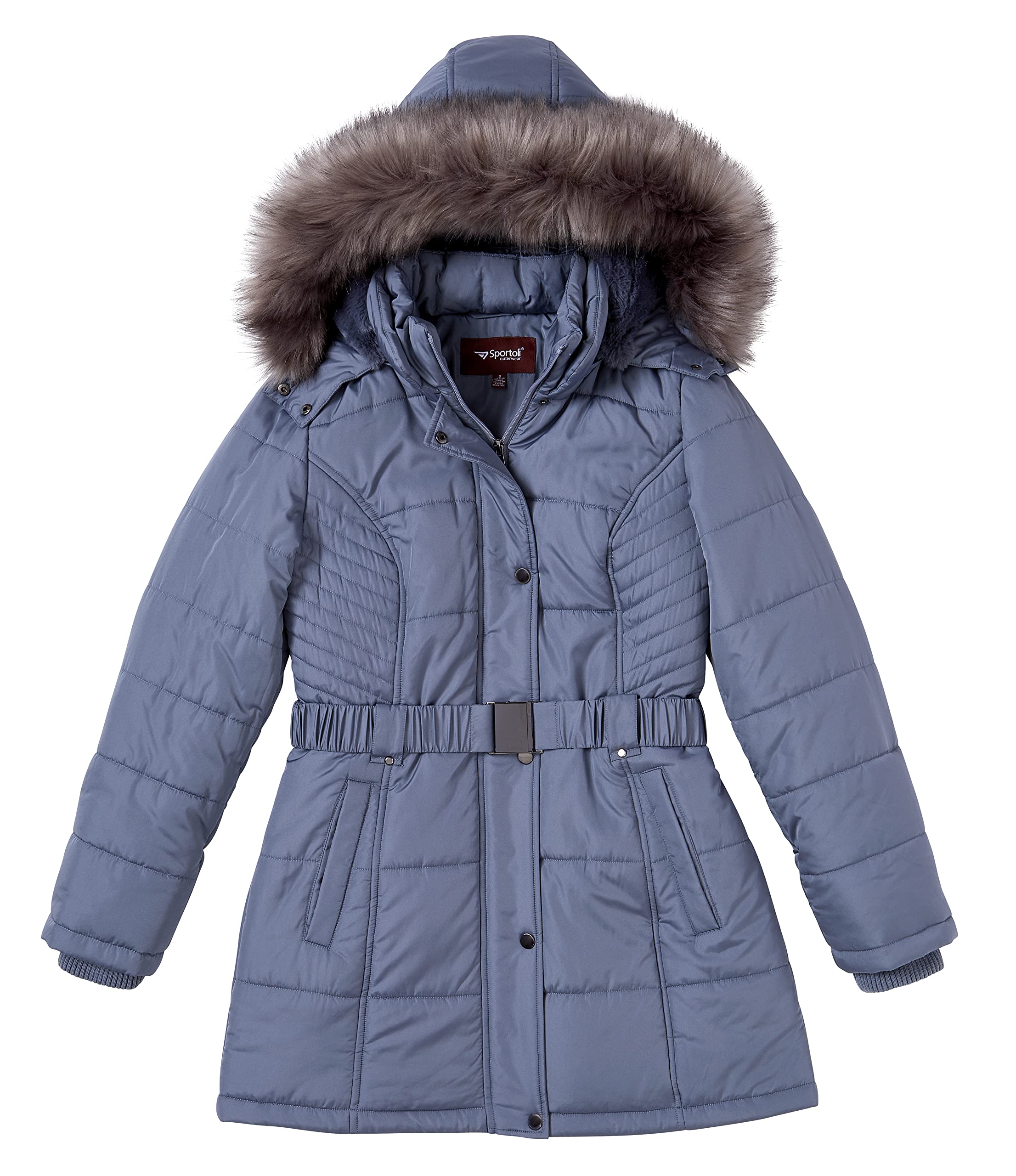 Sportoli Women's Down Alternative Parka - Long Winter Puffer Coat with Faux Fur Hood | Warm Winter Jacket for Outdoor Activities, Snow Sports & Cold Weather