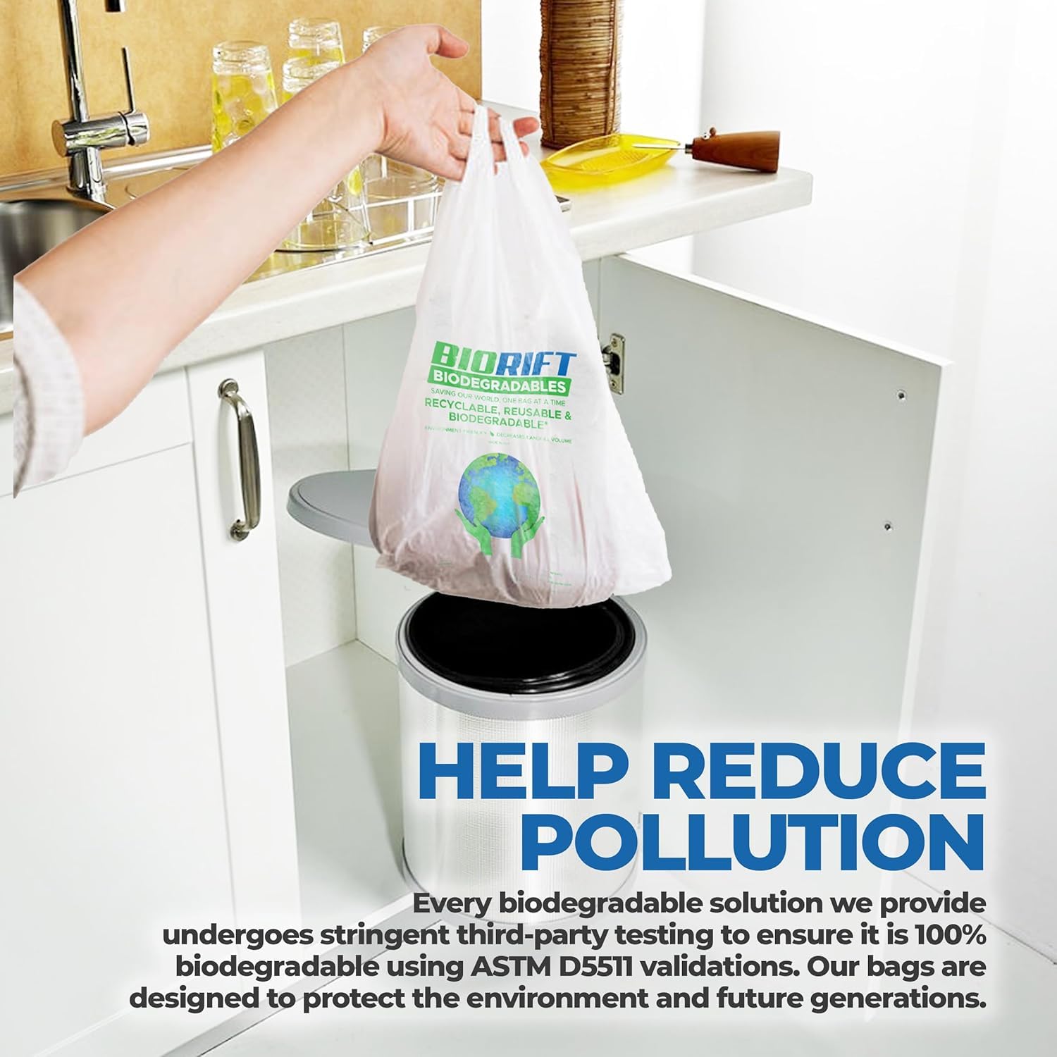 Eco-Friendly Biodegradable Thank You Bags - 1000 Pack Bulk | Extra Thick & Durable Reusable Shopping Bags | 100% Compostable for Grocery, Restaurant & Supermarket Use | 12” x 6.5” x 22” Plastic-Free Bulk Bags | Perfect for Retail Stores, Takeout Orders & Eco-Conscious Shoppers