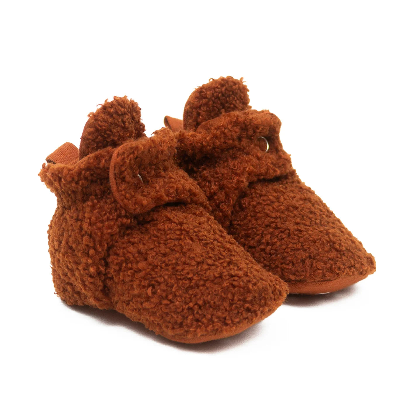 Robeez Sherpa Rust Snap Booties - Soft & Warm Baby Booties for Winter - Perfect for Indoor & Outdoor Use