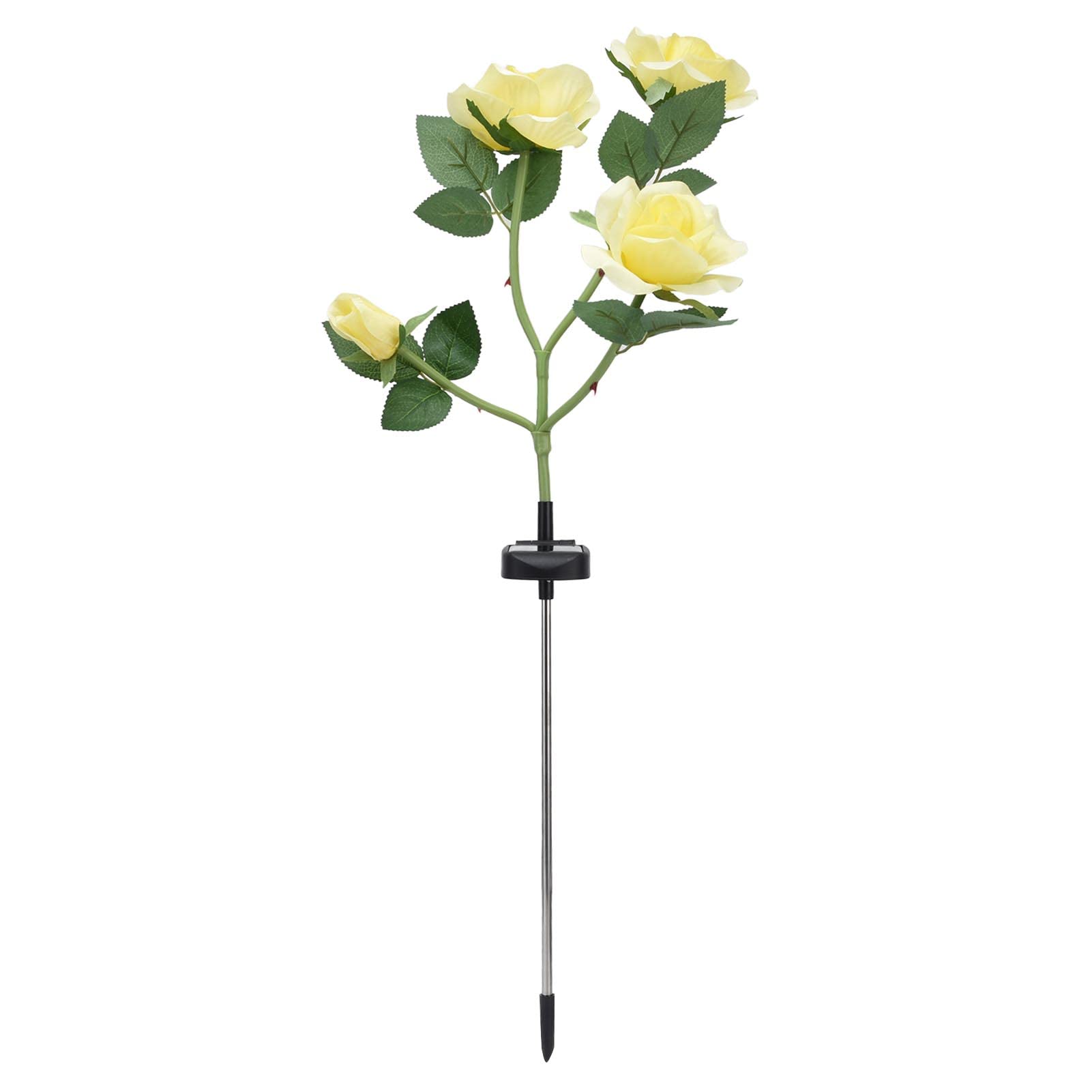 4 Head Solar Rose Lights Outdoor - IP65 Waterproof Solar Garden Lights for Patio, Yard, Pathway & Landscape - Decorative Yellow Solar Powered Rose Lights for Romantic Ambiance & Garden Decor