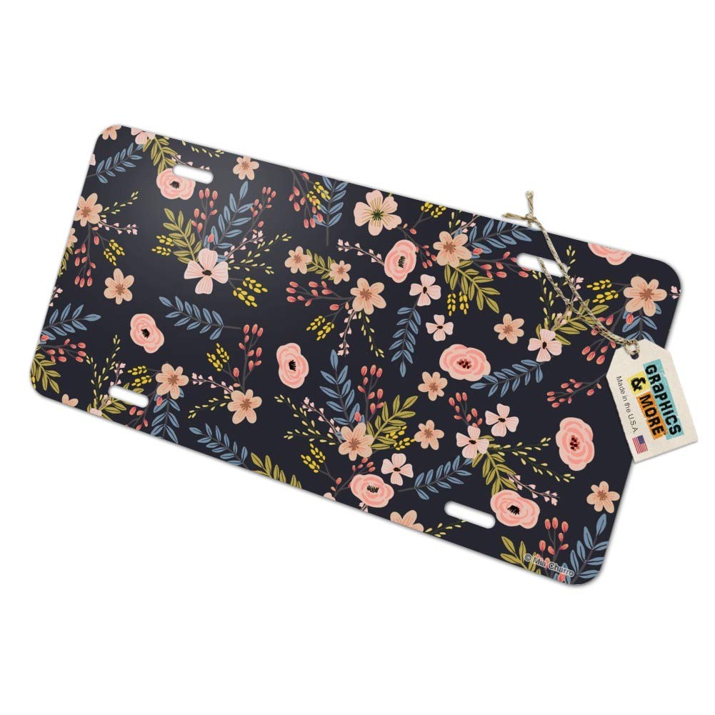 Vintage Tilda Floral Pattern Novelty Metal Vanity Tag License Plate - Unique Car & Home Decoration for Rustic Style Lovers