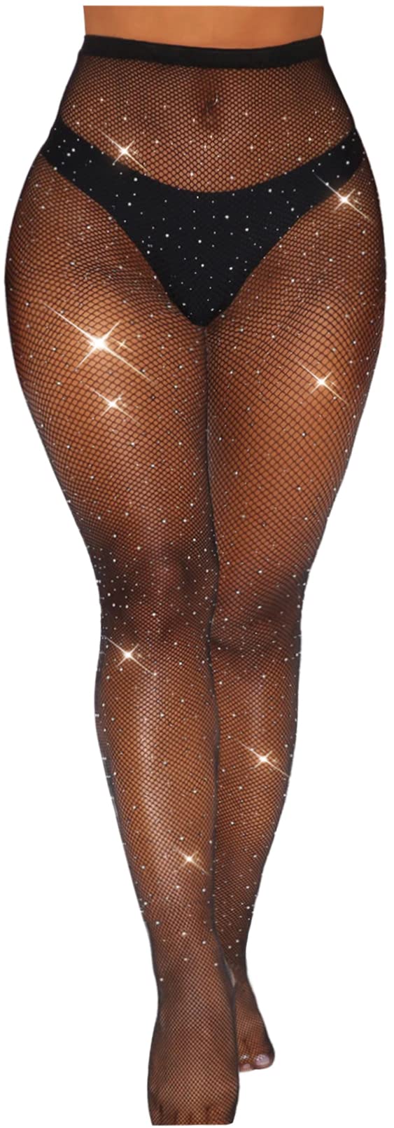 Sparkly Rhinestone Fishnet Stockings - Sexy Hollow Out Pantyhose with Glitter for Women | Perfect for Parties, Halloween, Cosplay & Night Out