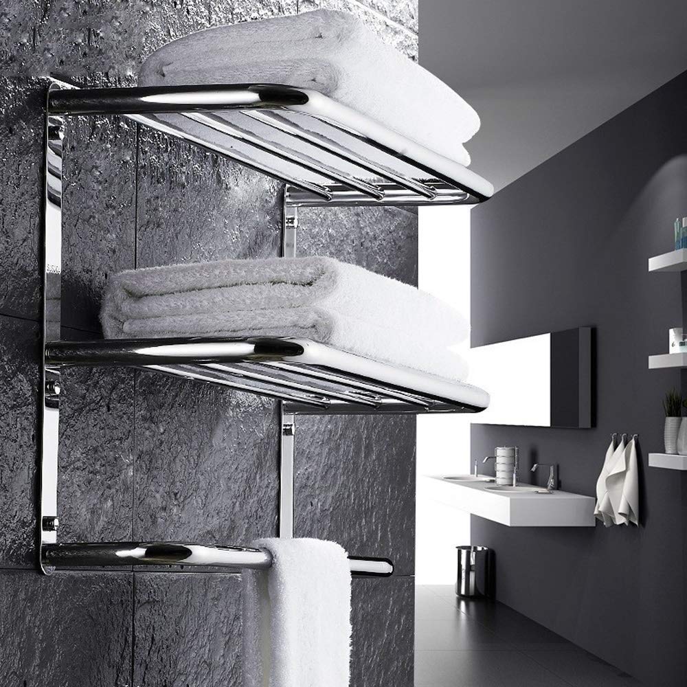 Stainless Steel Wall Mounted 3-Tier Bathroom Shelf - Multifunctional Towel Rack & Shower Organizer (77cm, Polished Chrome) for Modern Bathroom Storage & Spa-Like Experience