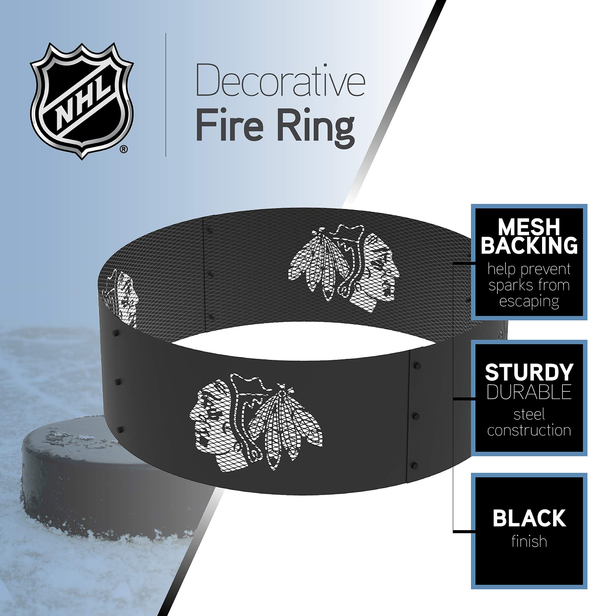 Blue Sky Outdoor Living 36 Inch Round Fire Pit Ring - Vegas Golden Knights Team Logo - Perfect for Backyard, Patio & Camping Gatherings