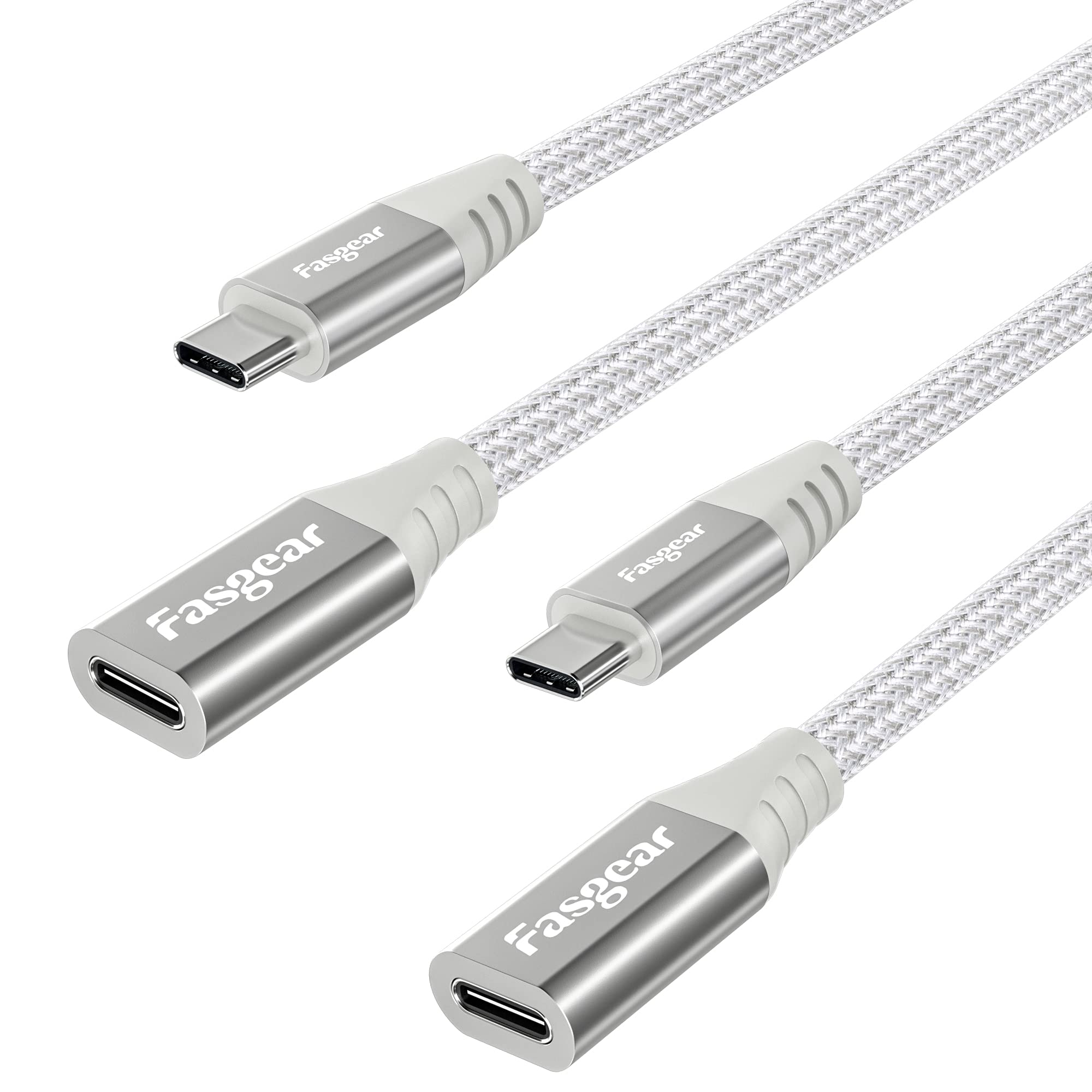 Fasgear 2-Pack 6ft USB C Extension Cable - USB 2.0 Female to Male Extender for MagSafe Charger, iPad 2020, PS5 Controller, Nintendo Switch, Samsung Galaxy S10, A10e, Moto Z2, Google Pixel 5/4a | Perfect for Gaming, Travel & Home Charging Stations
