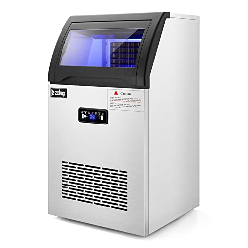 ERRTT Commercial Stainless Steel Freestanding Ice Maker Machine - Produces Perfect Cubes for Home, Kitchen, Office, Restaurant, Bar & Coffee Shop | Ideal for Beverage Cooling, Party Serving & Commercial Use