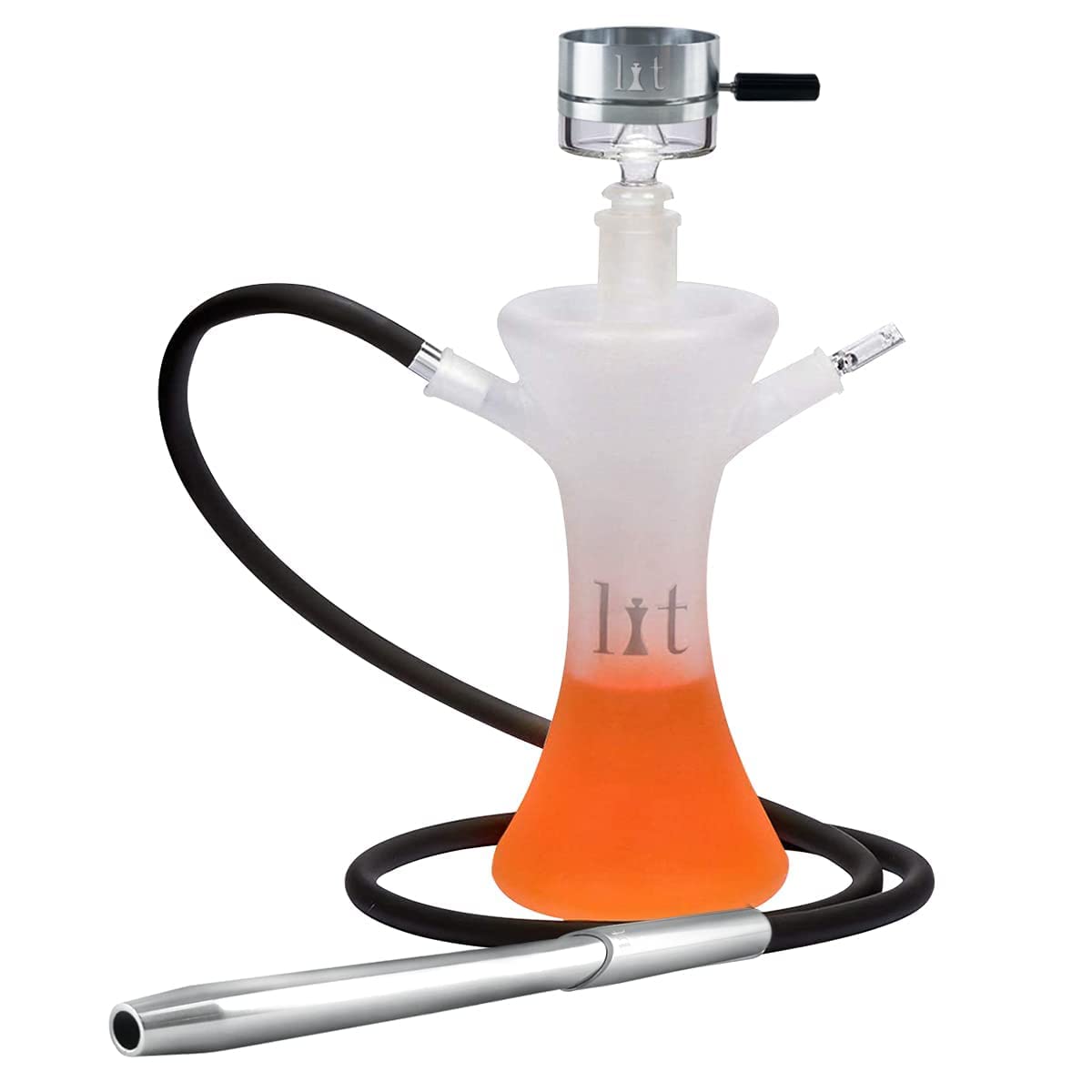Premium VooV Lit All Glass Hookah Set - 14 Inch Frosted Glass Hookah Pipe with Silicone Hose & Modern Design for Smooth Smoking | Perfect for Home Parties, Lounges & Relaxation Sessions
