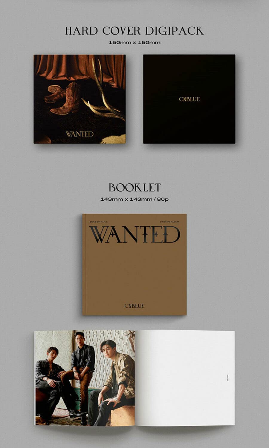 CNBLUE WANTED 9th Mini Album (DEAD + ALIVE) 2 Version Set - 2 CDs + 2 Photo Books (80p Each) + 2 Post Card Sets (3pcs Each) + 2 Film Photos + 4 Selfie Photo Cards - Perfect for K-Pop Collectors and CNBLUE Fans