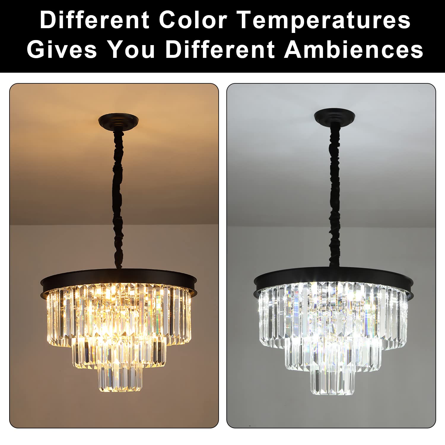 Modern Black Crystal Chandelier - 20