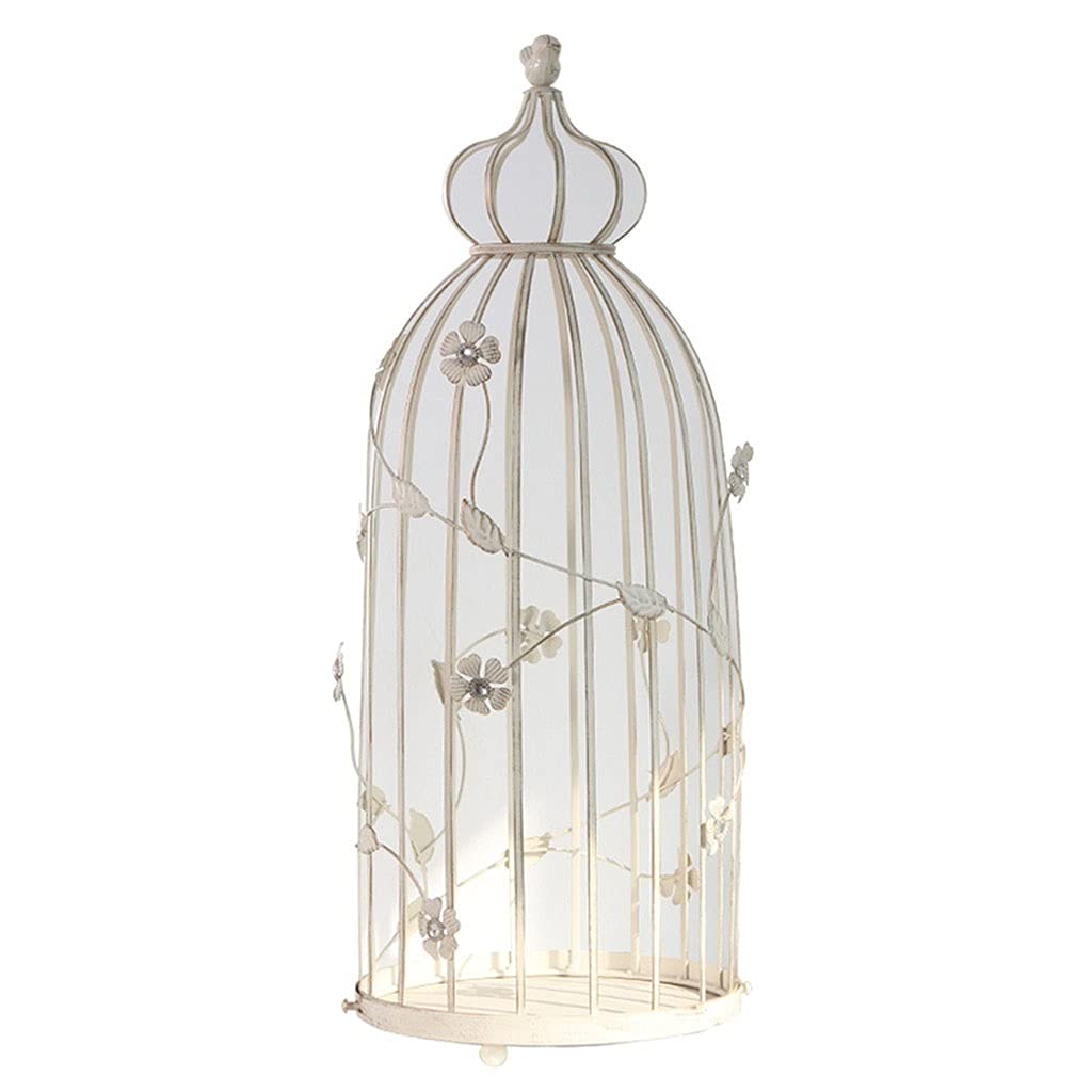Vintage Gold Bird Cage Candle Holder - White Iron Candle Stand for Home Decor, Wedding, Party & Romantic Dinner (6.5