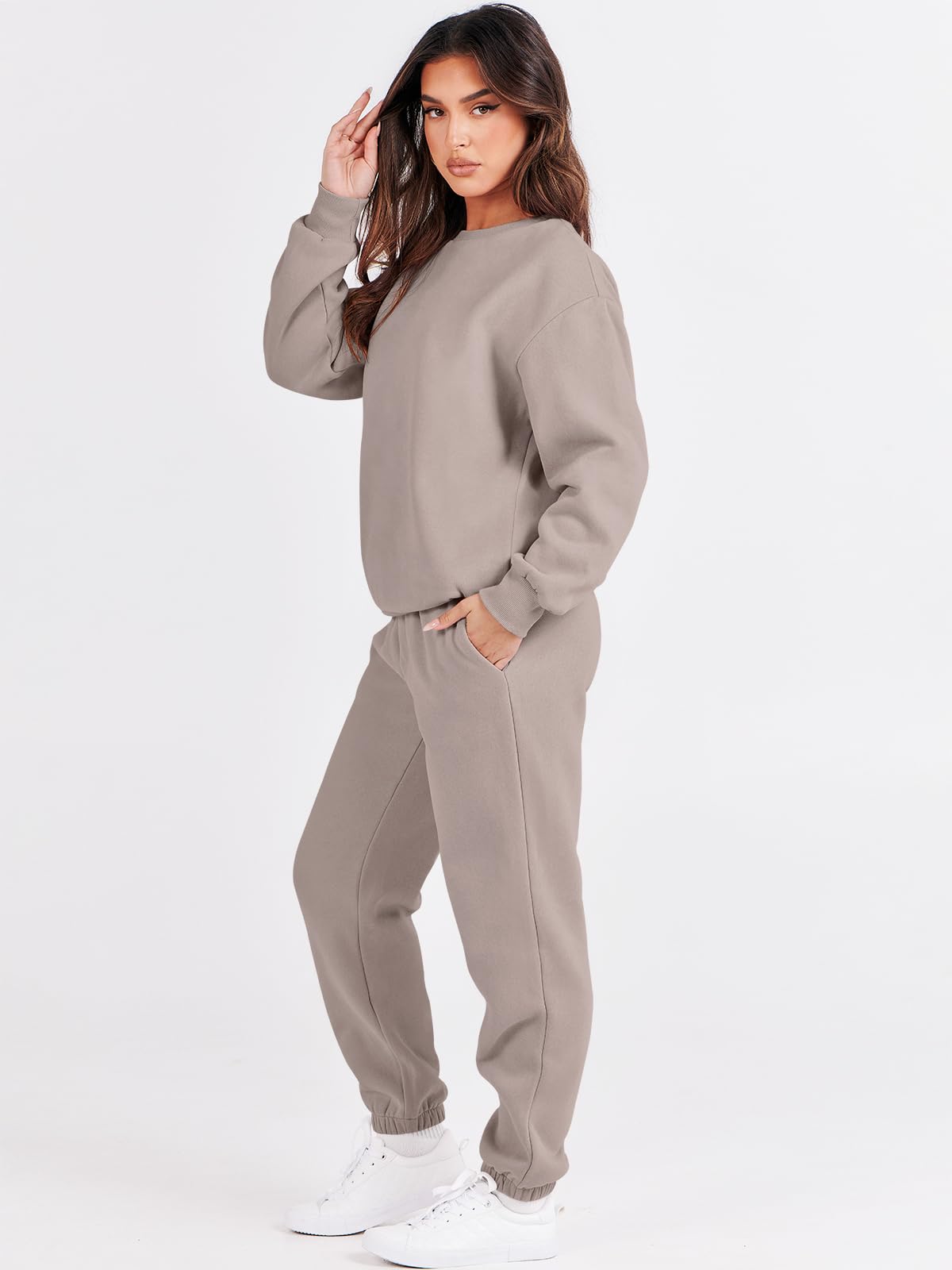 ANRABESS Women's 2 Piece Lounge Set - Long Sleeve Crewneck Sweatshirt & Jogger Pants Tracksuit - Cozy Fall Outfit for Home, Travel & Casual Wear 2024