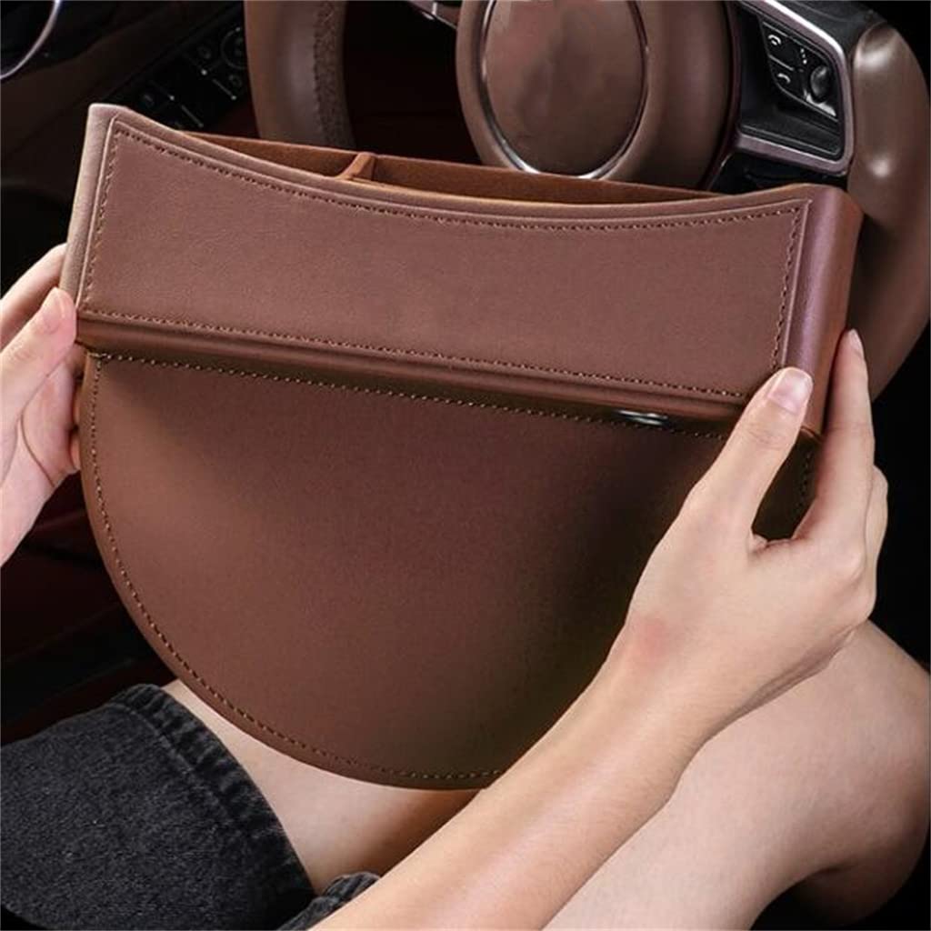 2-Pack Car Seat Gap Organizer with Cup Holder & Charging Port - Storage Box for Wallet, Sunglasses, Phone & Keys - Perfect for Drivers & Road Trips (Brown)