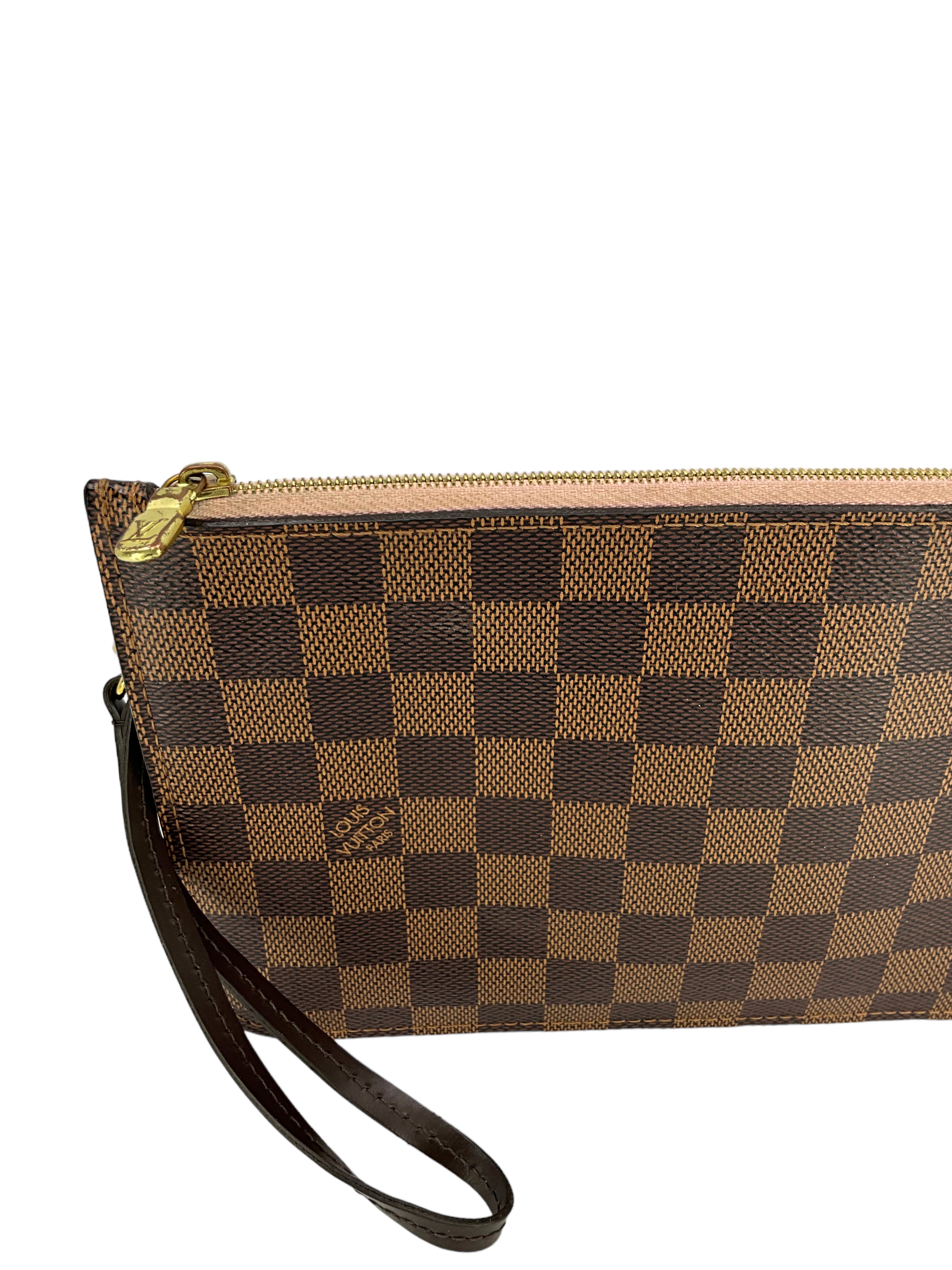 Authentic LOUIS VUITTON Damier Ebene Neverfull MM Pochette Crossbody Bag - Luxury Handbag for Women, Perfect for Work, Travel & Everyday Use