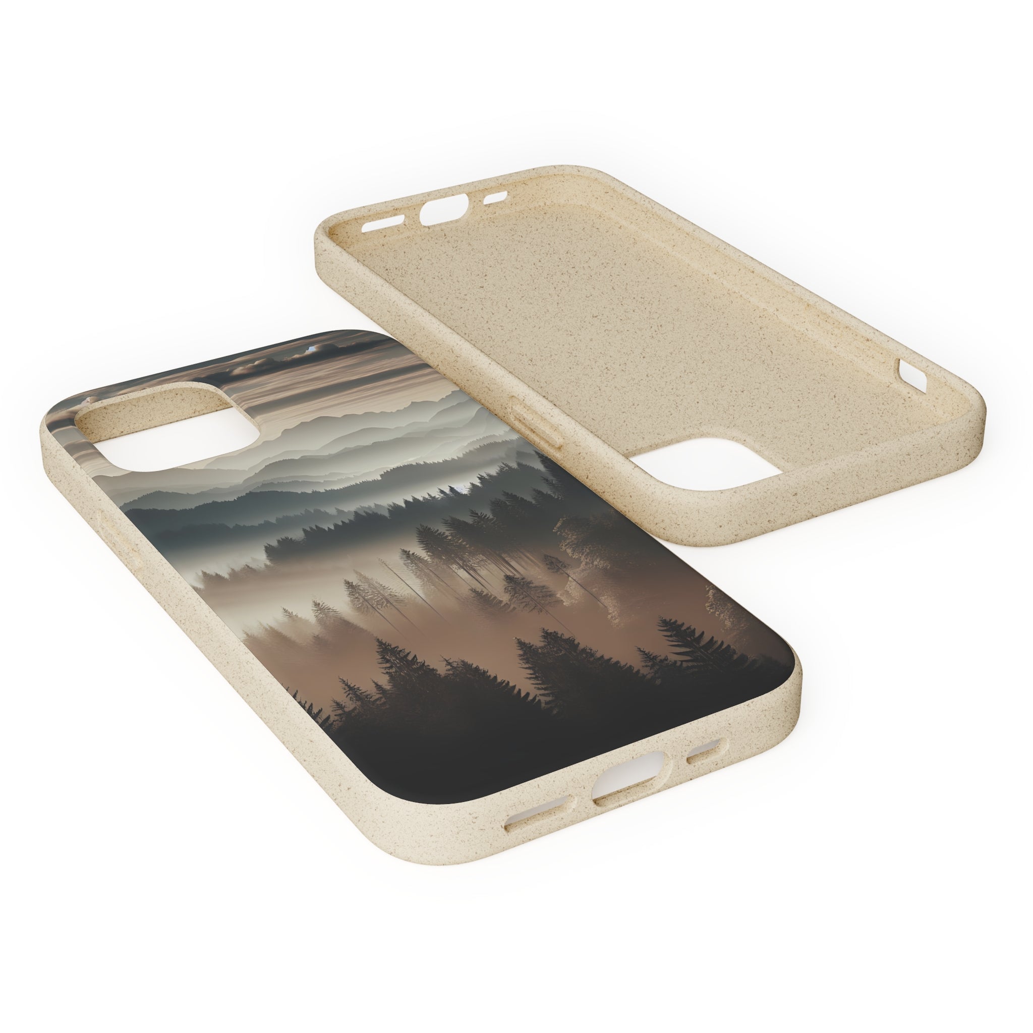 Eco-Friendly Biodegradable Phone Case - Sustainable Compostable Smartphone Cover with Mountain Tree Cloud Scenic Design | Perfect for Outdoor Enthusiasts & Nature Lovers
