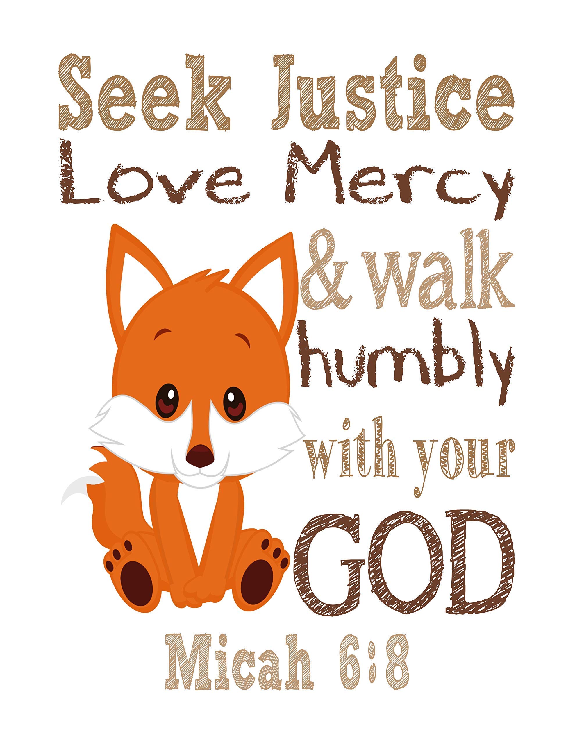 Woodland Animal Nursery Decor - 4 Prints with Bible Verses for Baby Room