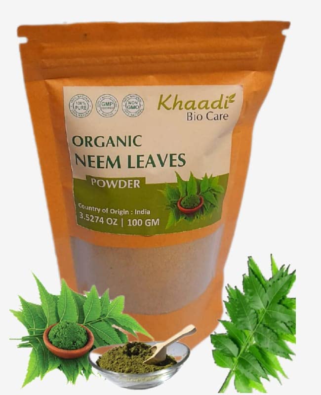 Khaadi Biocare Neem Leaves Powder for Skin & Hair Care - Natural Collagen Booster, Exfoliant & Antioxidant - 100g Resealable Bag Face Pack for Acne Treatment & Glowing Skin | DIY Beauty & Ayurvedic Remedies
