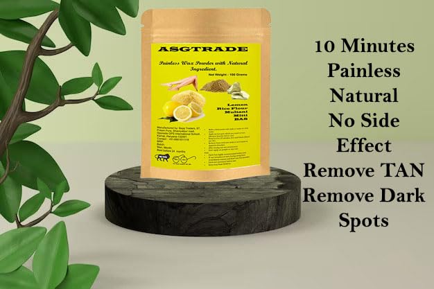 ASGTRADE Lemon 10-Minute Natural Herbal Instant Painless Wax Powder for Men & Women - Bikini, Brazilian & Full Body Hair Removal - 2-Pack Combo | At-Home Hair Removal Solution for Smooth Skin