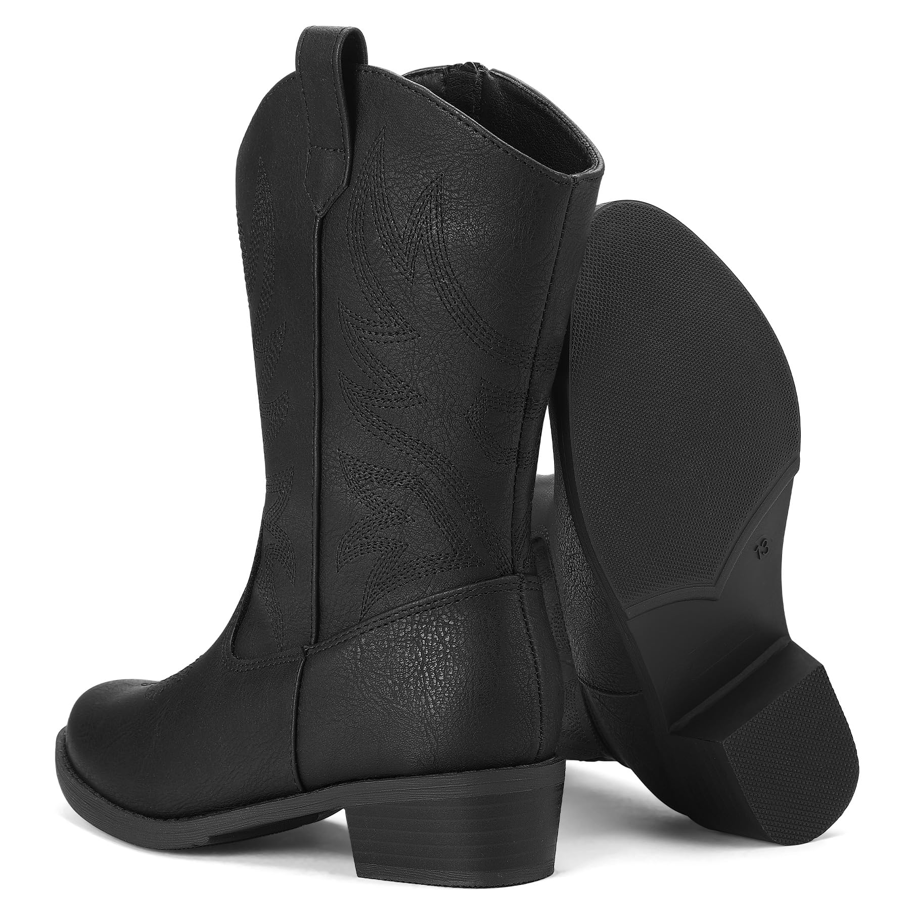 **K KomForme Western Cowboy Boots for Girls & Boys - Pointed Toe Mid-Calf Cowgirl Boots (Toddler/Little Kid/Big Kid) - Perfect for Rodeo, Halloween & Western-Themed Parties**