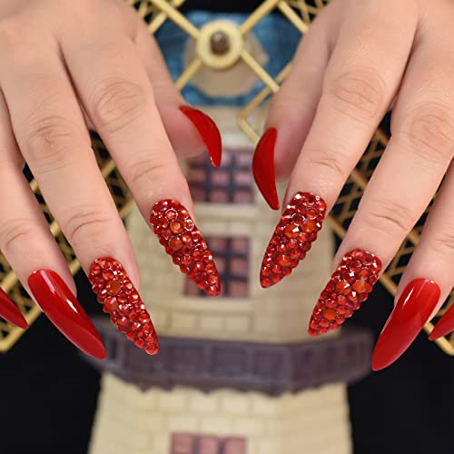 3D Red Rhinestones Stiletto