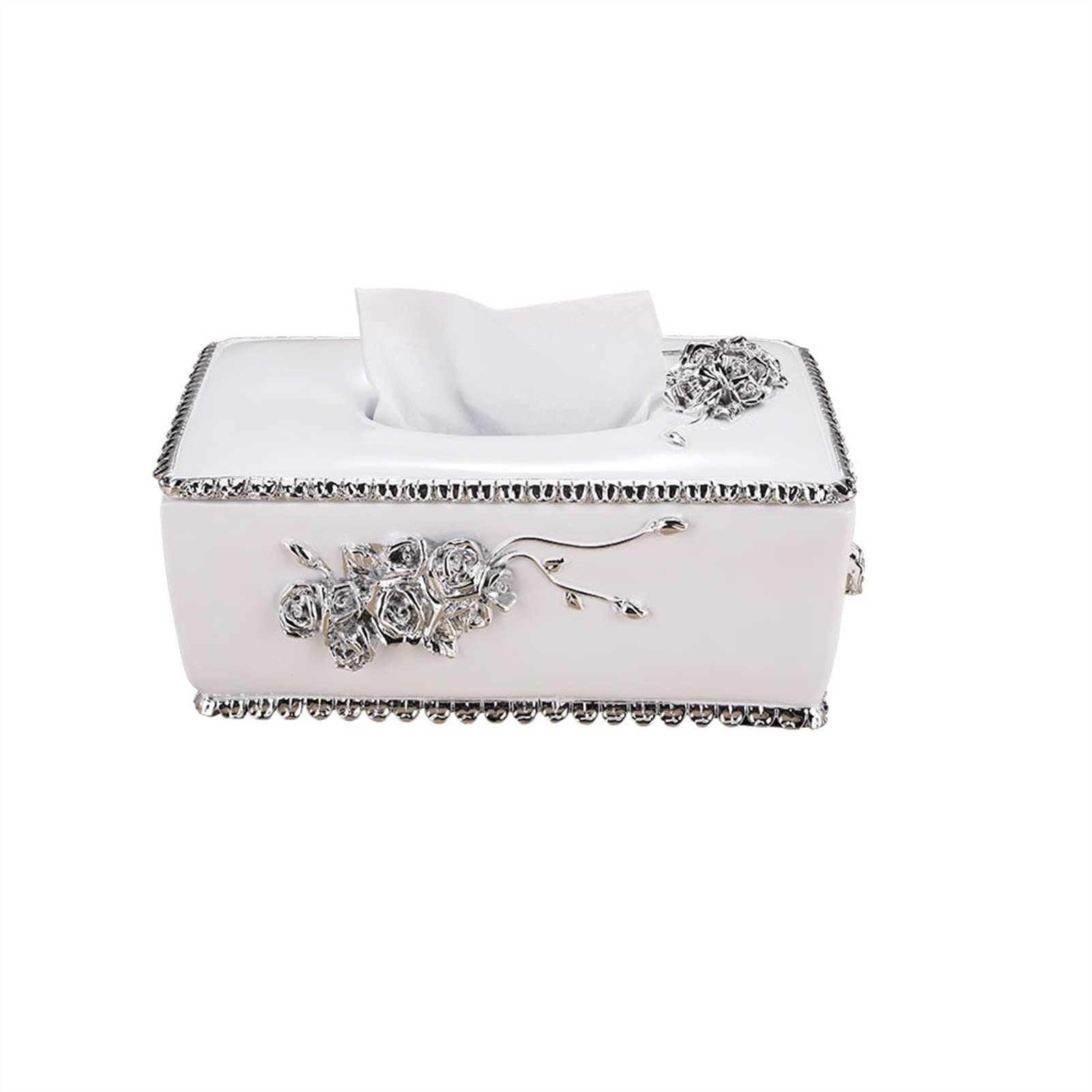 Silver Rectangular Resin Tissue Box Cover - Decorative Tissue Holder Dispenser for Home, Car & Kitchen | Perfect for Living Room, Bathroom & Office Decor