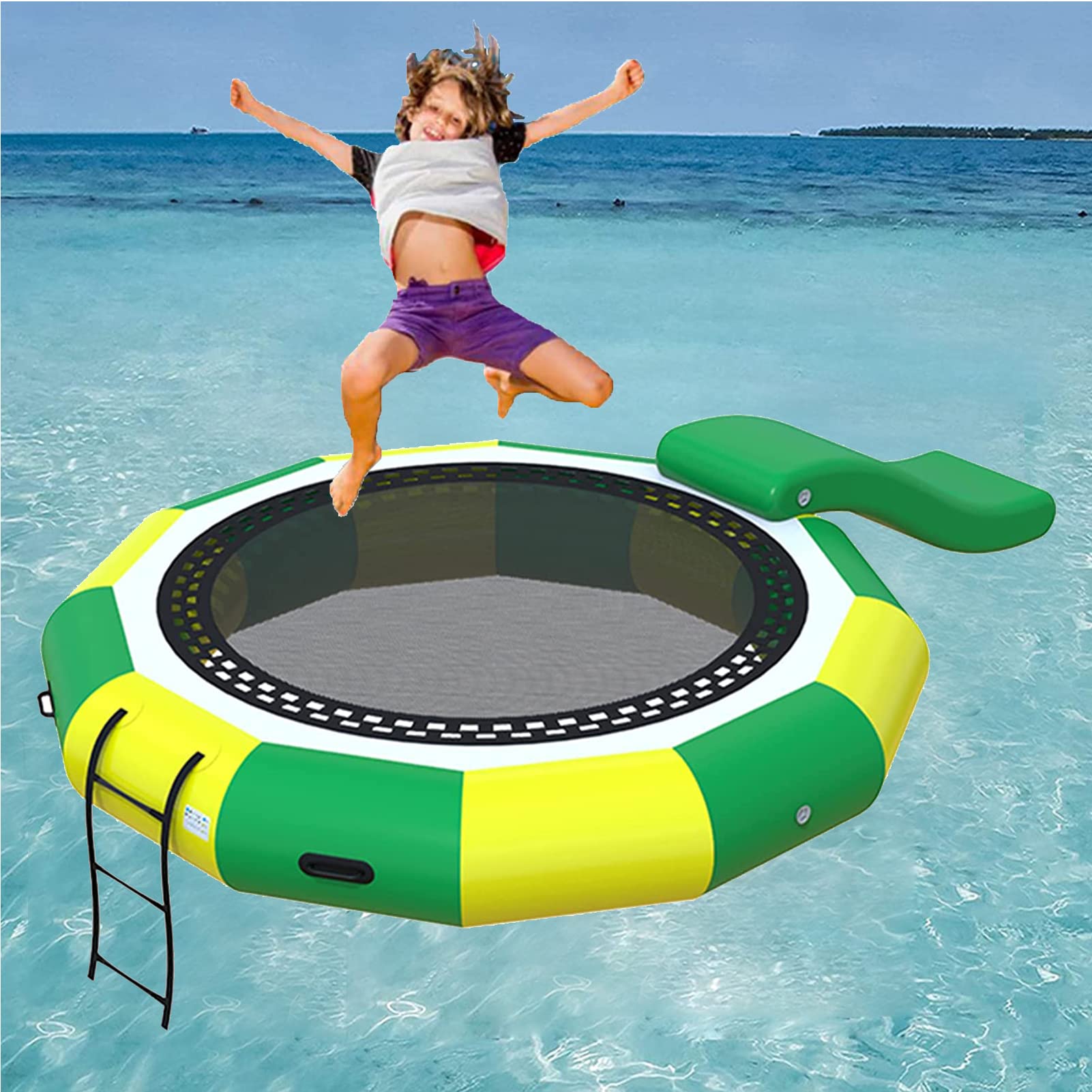 5FT Water Inflatable Trampoline for Kids - Summer Water Jumping Bed, Floating Bounce Platform for Pool, Beach & Backyard Water Play - Outdoor Water Park Game Toy for Children's Fun