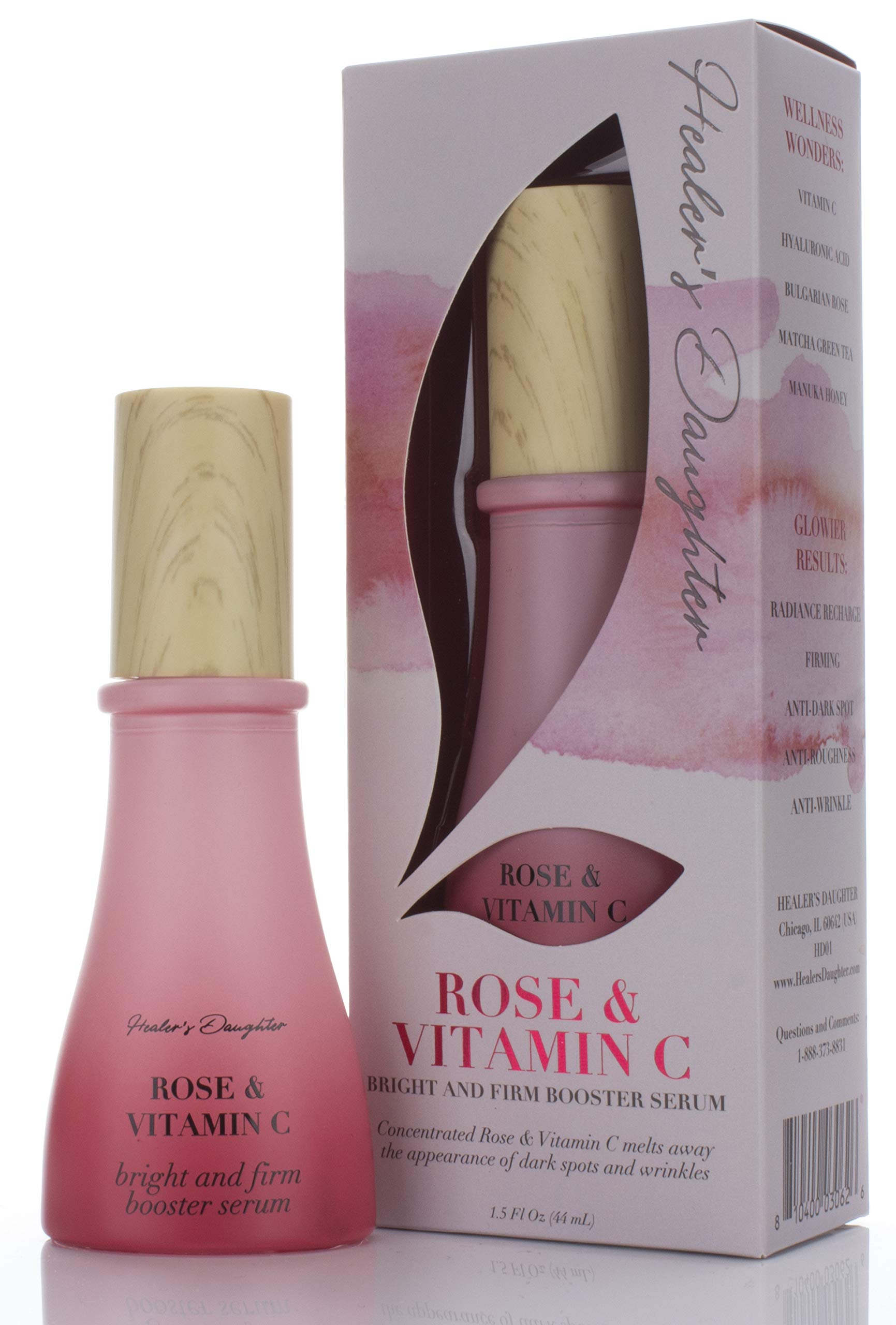 Brightening Vitamin C Serum with Hyaluronic Acid & Manuka Honey - 1.5 FL oz Anti-Aging Face Serum for Wrinkles & Dark Spots, Infused with Bulgarian Rose for Firmer Skin | Day & Night Skincare Routine