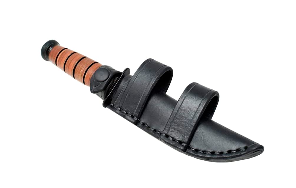Premium Leather Scout Sheath for KA-BAR USMC Fighting Knife - Durable Tactical Knife Holder for Hunting, Camping & Outdoor Adventures