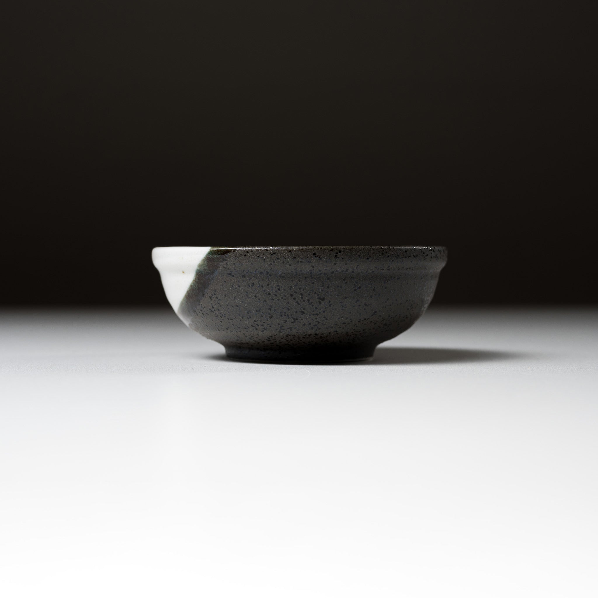 Handcrafted Mino Ware Black and White Side Dish Bowl - 9cm Ceramic Japanese Rice Bowl for Sushi, Soy Sauce, and Small Appetizers | Authentic Japanese Dining Experience