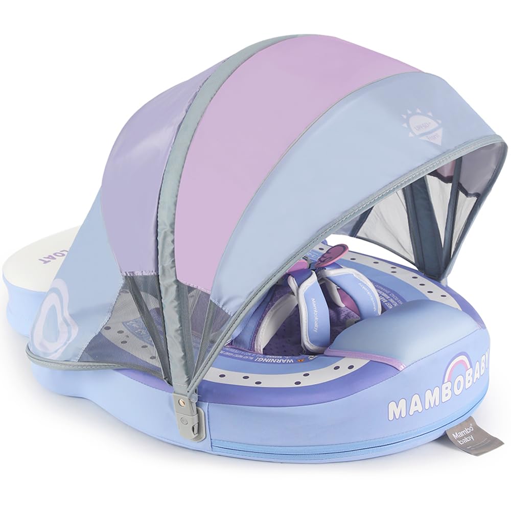 **Mambobaby Upgraded Non-Inflatable Baby Pool Float with Canopy – Safe Swim Ring for Infants 3-24 Months – Perfect for Beach, Pool & Outdoor Water Play**