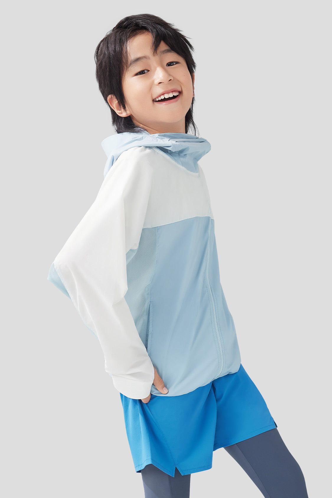 Kids' Lightweight Packable Sun Protection Jacket UPF50+ - Waterproof Windproof Hooded Jacket for Outdoor Activities, Beach, Hiking & Travel