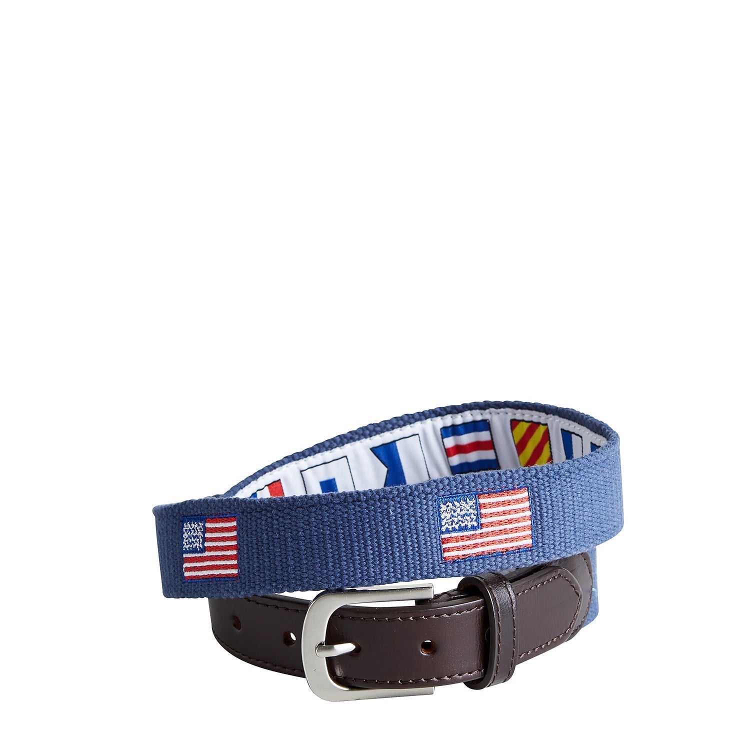 Nantucket Navy Bowsprit Belt with Embroidered American Flag - Perfect for Nautical Fashion & Patriotic Outfits