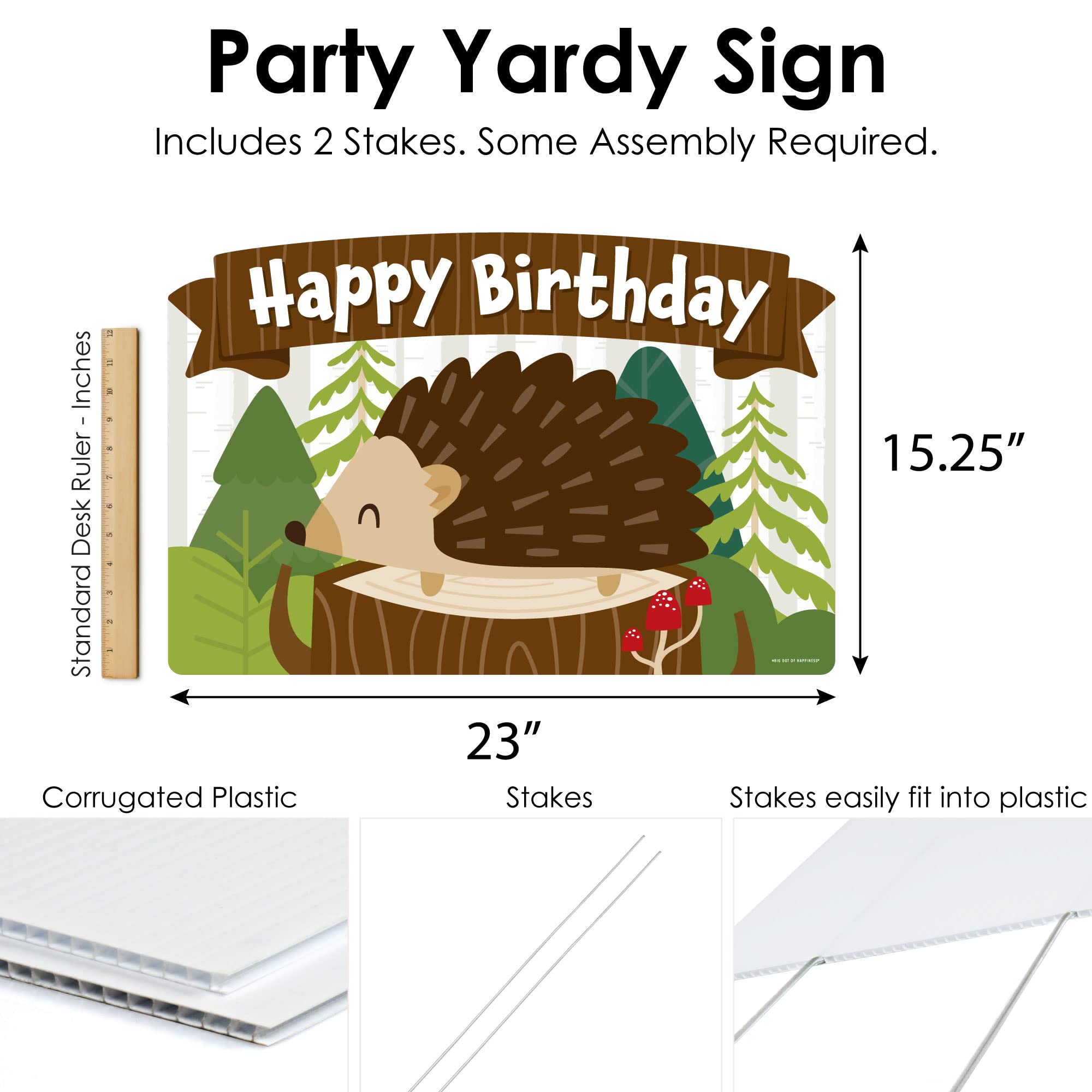 Big Dot of Happiness Forest Hedgehogs Woodland Birthday Party Decorations - Happy Birthday Yard Signs for Outdoor Lawn & Garden - Perfect for Kids Birthday Parties, Baby Showers & Outdoor Celebrations
